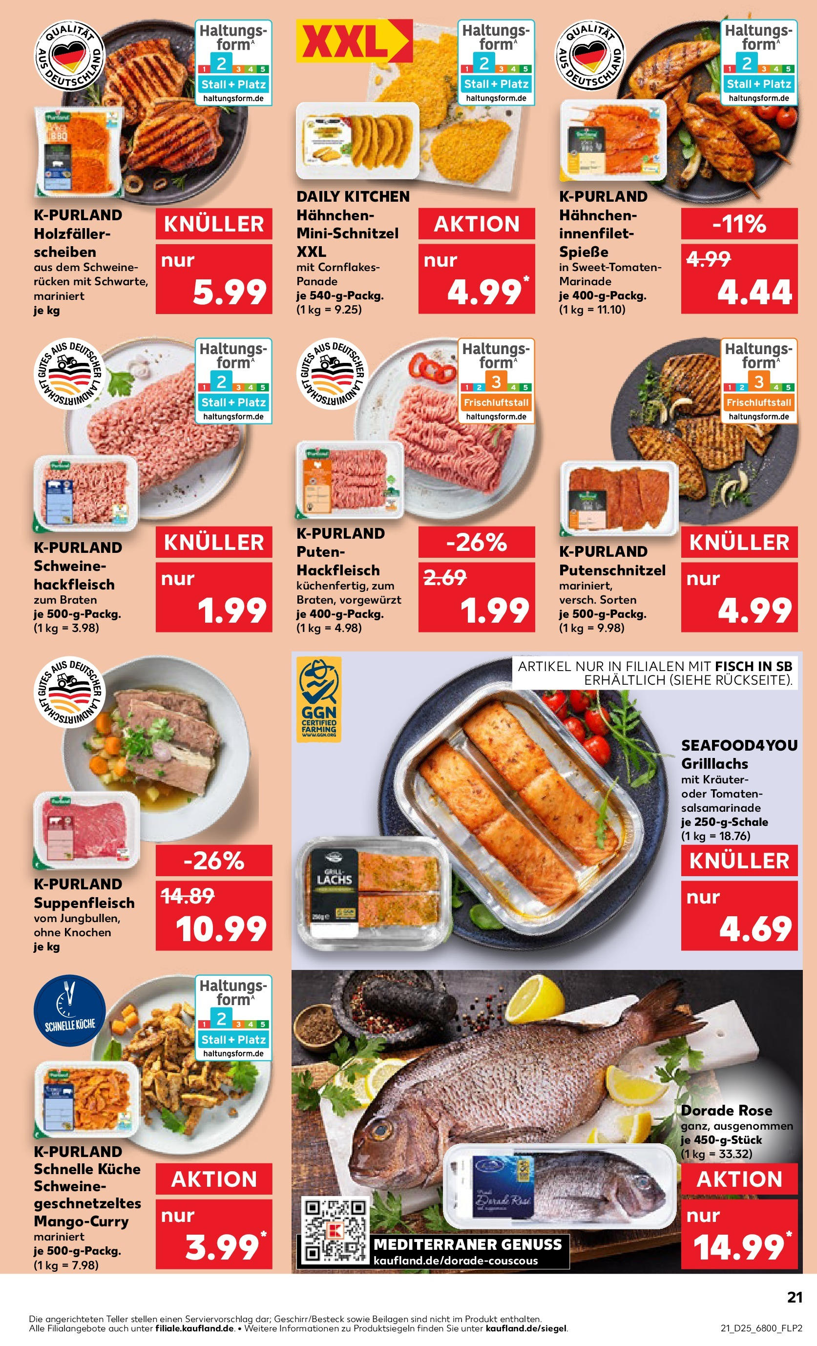 Prospekt Kaufland ab 18.06.2025 » Angebote Online zum Blättern | Seite: 21 | Produkte: Hahnchen, Schnitzel, Fisch, Hackfleisch