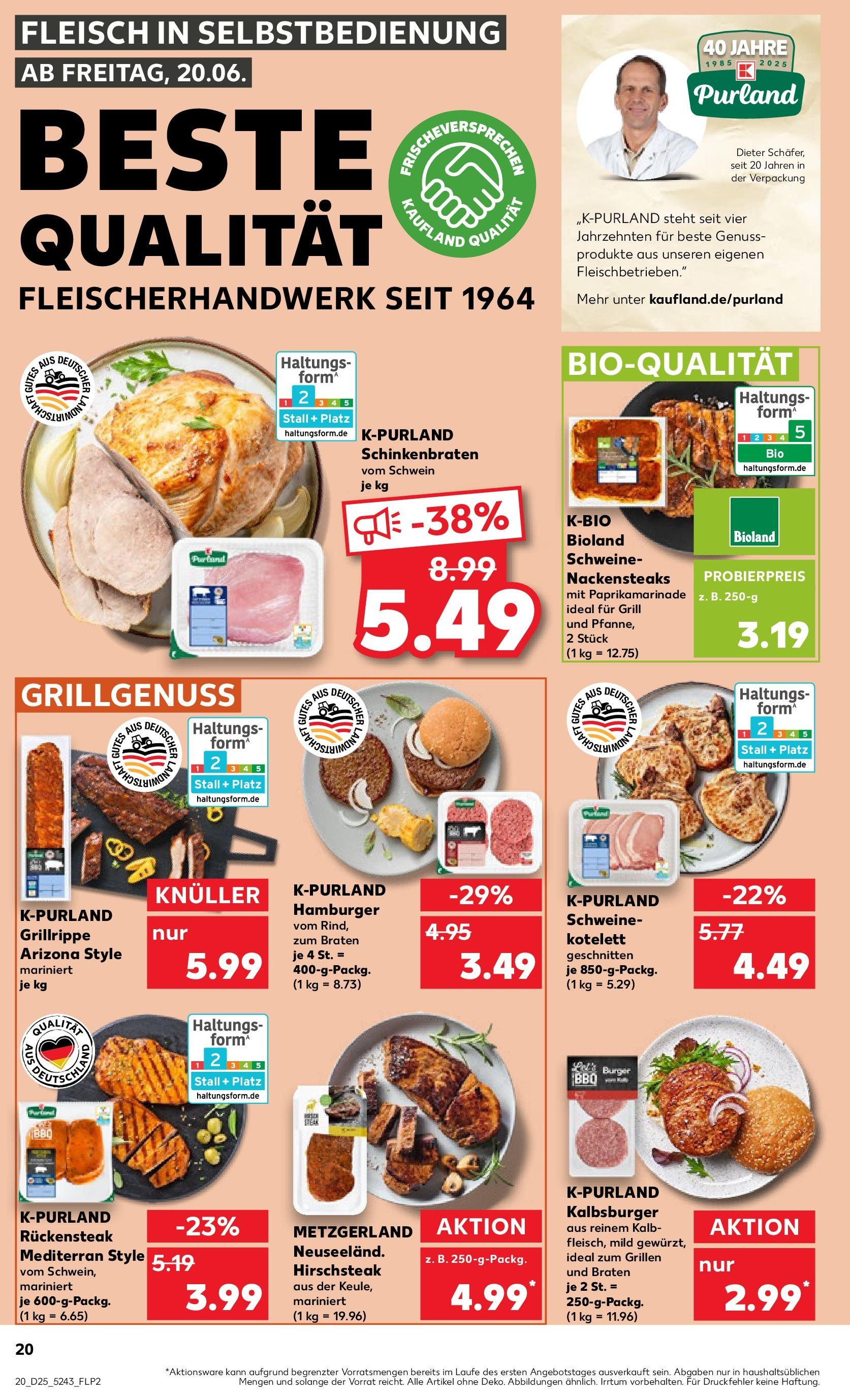 Prospekt Kaufland ab 18.06.2025 » Angebote Online zum Blättern | Seite: 20 | Produkte: Nackensteaks, Grill, Burger, Fleisch