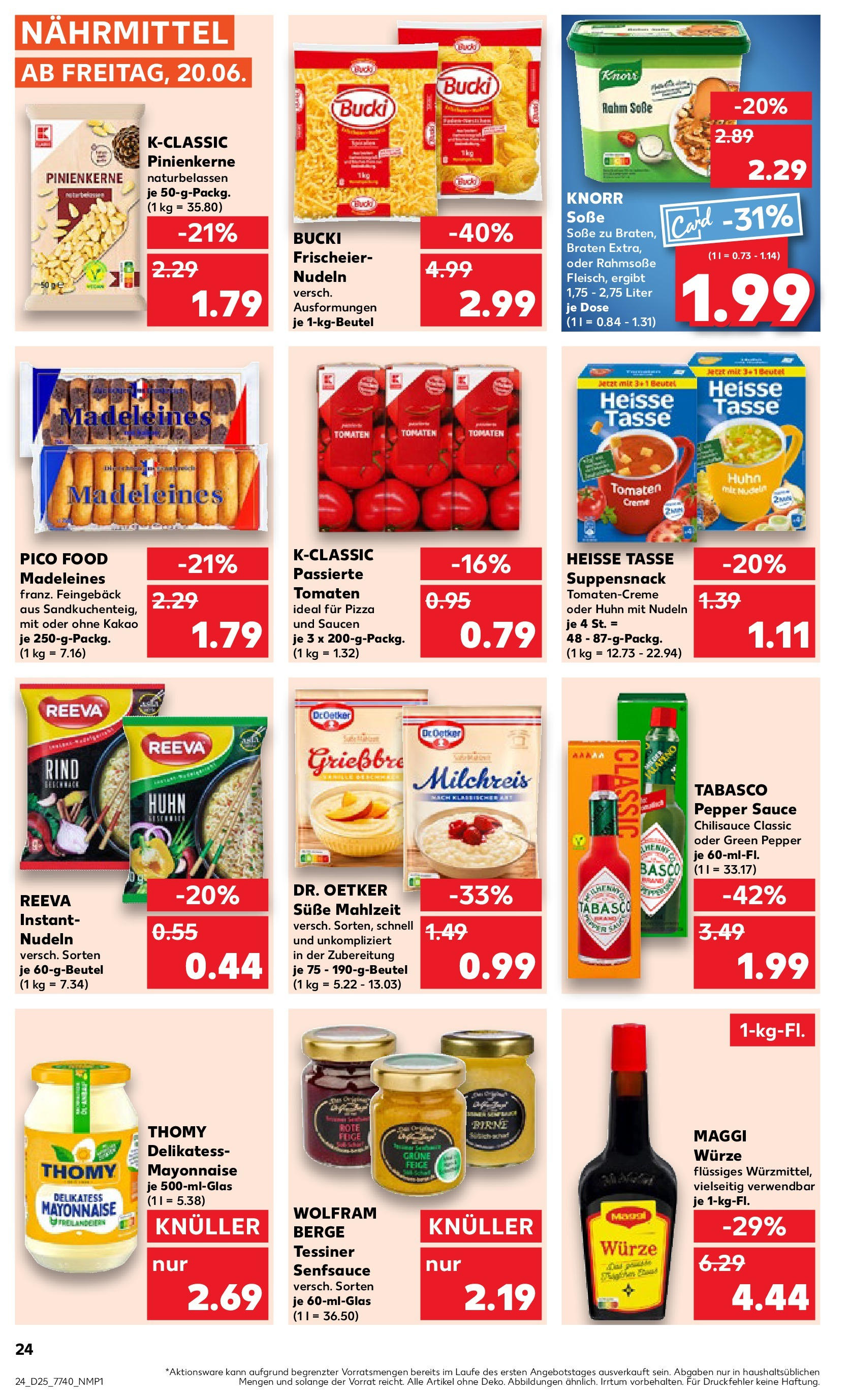 Prospekt Kaufland ab 18.06.2025 » Angebote Online zum Blättern | Seite: 24 | Produkte: Maggi, Tomaten, Mayonnaise, Pizza