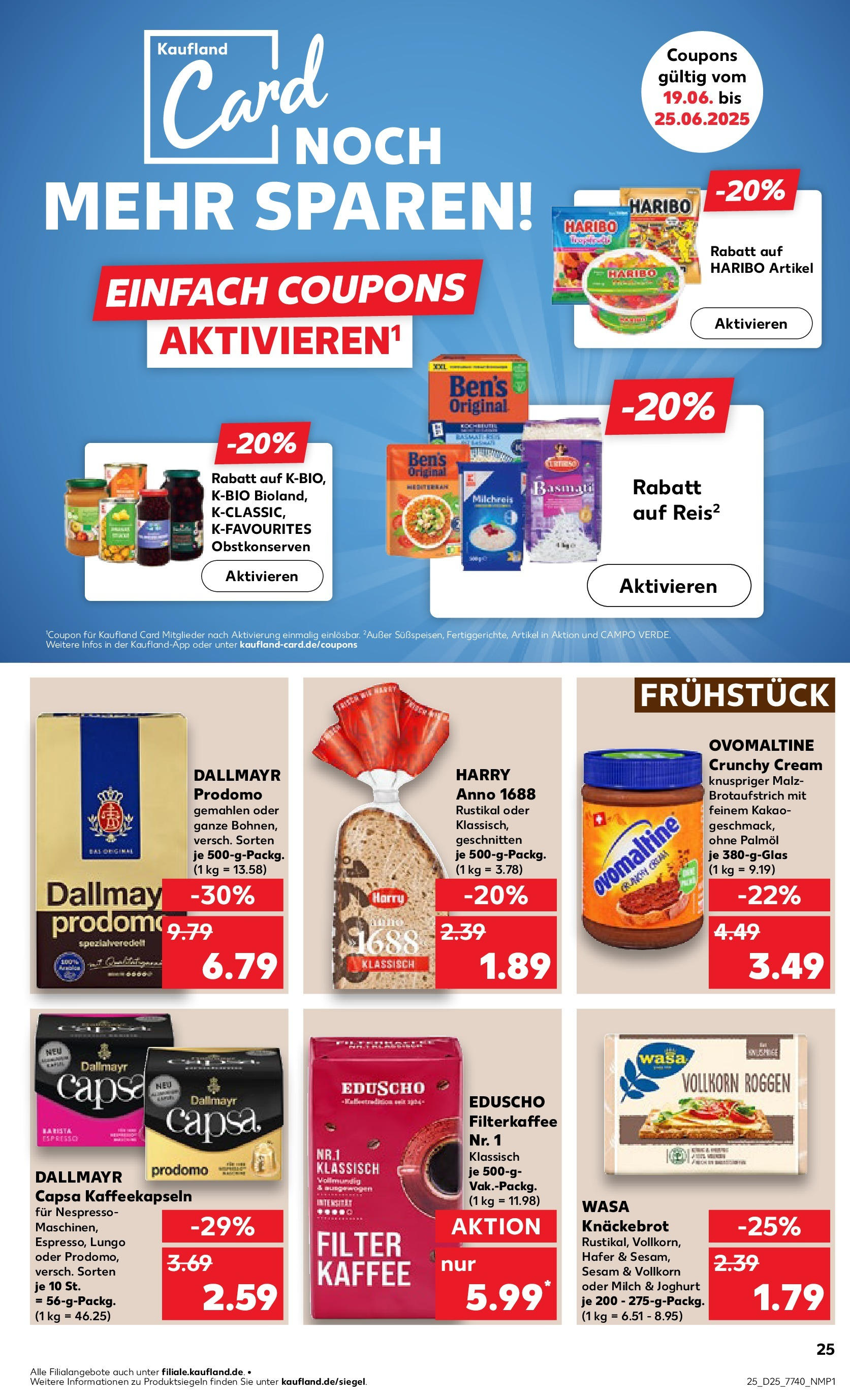 Prospekt Kaufland ab 18.06.2025 » Angebote Online zum Blättern | Seite: 25 | Produkte: Ovomaltine, Haribo, Wasa knackebrot, Dallmayr capsa