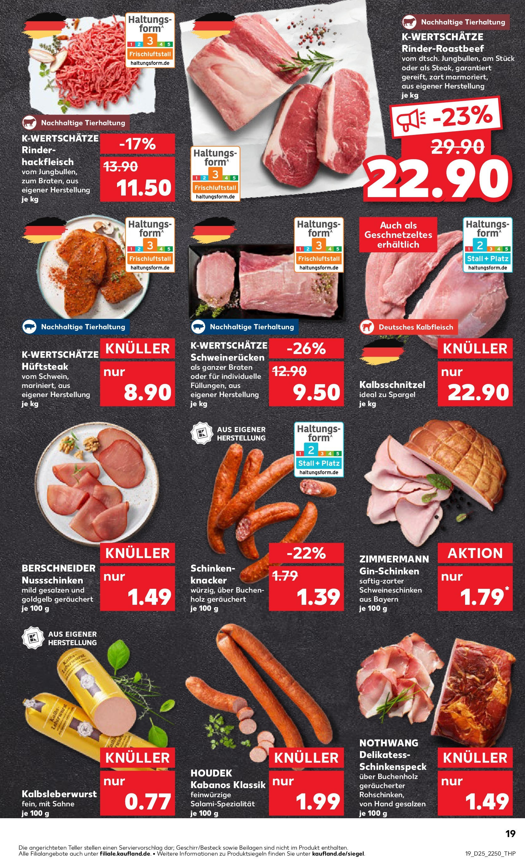 Prospekt Kaufland ab 18.06.2025 » Angebote Online zum Blättern | Seite: 19 | Produkte: Schweinerucken, Schinken, Sahne, Hackfleisch