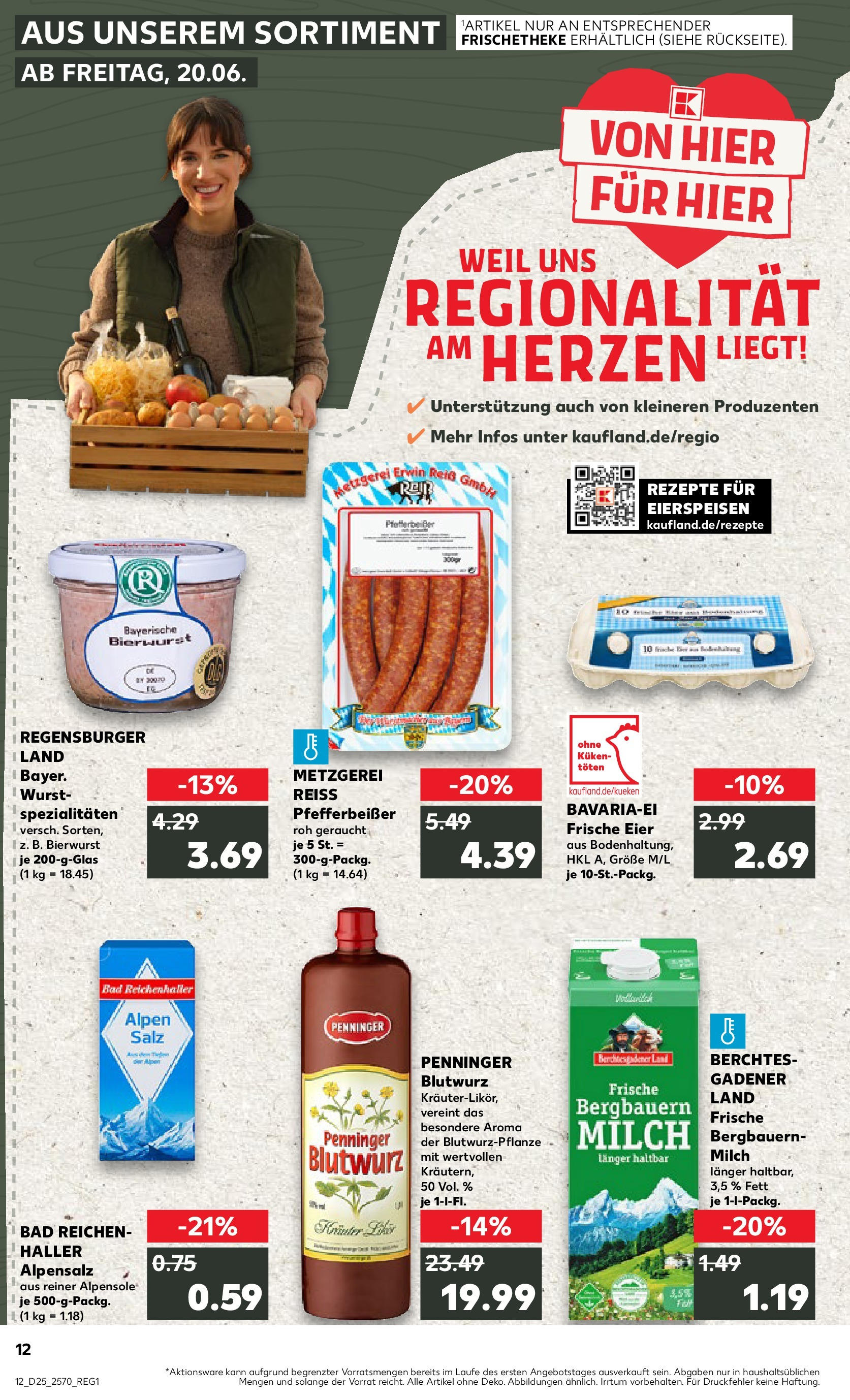 Prospekt Kaufland ab 18.06.2025 » Angebote Online zum Blättern | Seite: 12 | Produkte: Eier, Bad, Salz, Wurst
