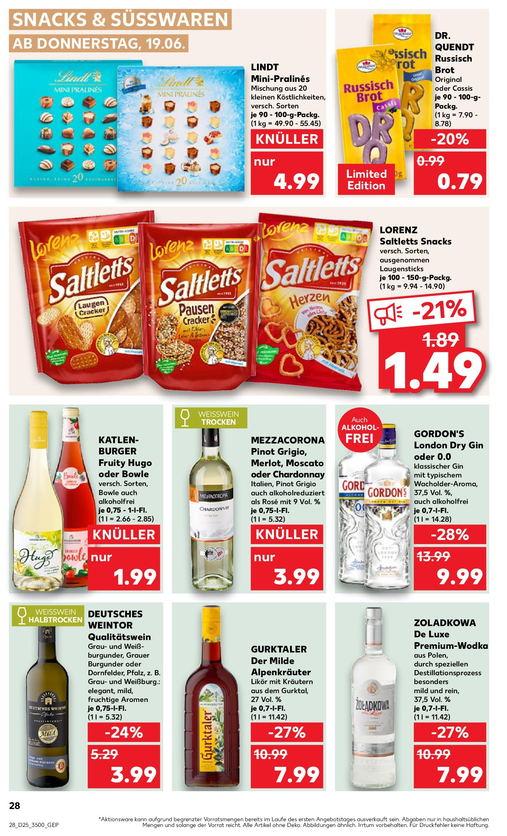 Prospekt Kaufland ab 18.06.2025 » Angebote Online zum Blättern | Seite: 28 | Produkte: Weißwein, Likör, Burger, Brot
