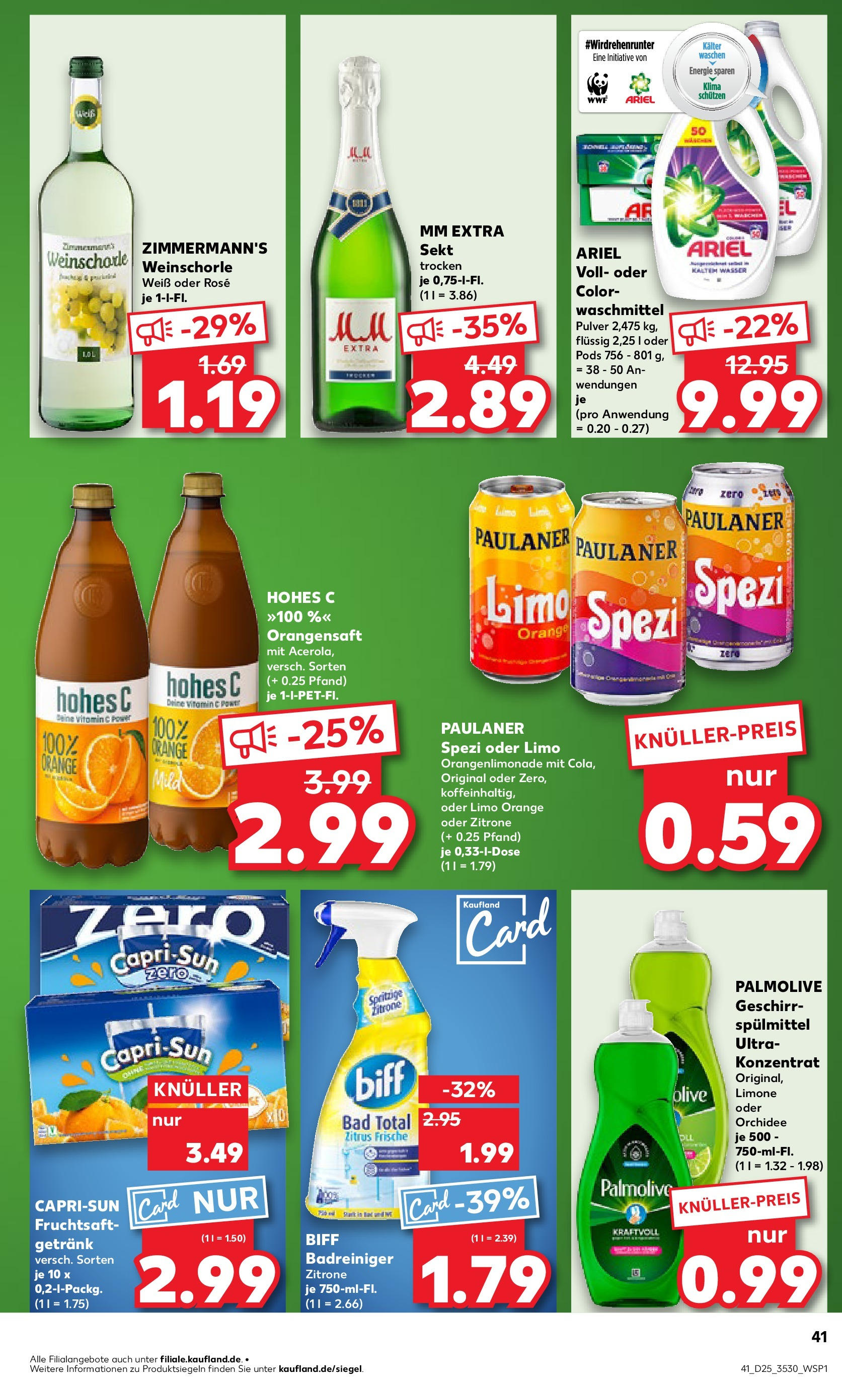 Prospekt Kaufland ab 18.06.2025 » Angebote Online zum Blättern | Seite: 41 | Produkte: Sekt, Orangensaft, Fruchtsaft, Paulaner