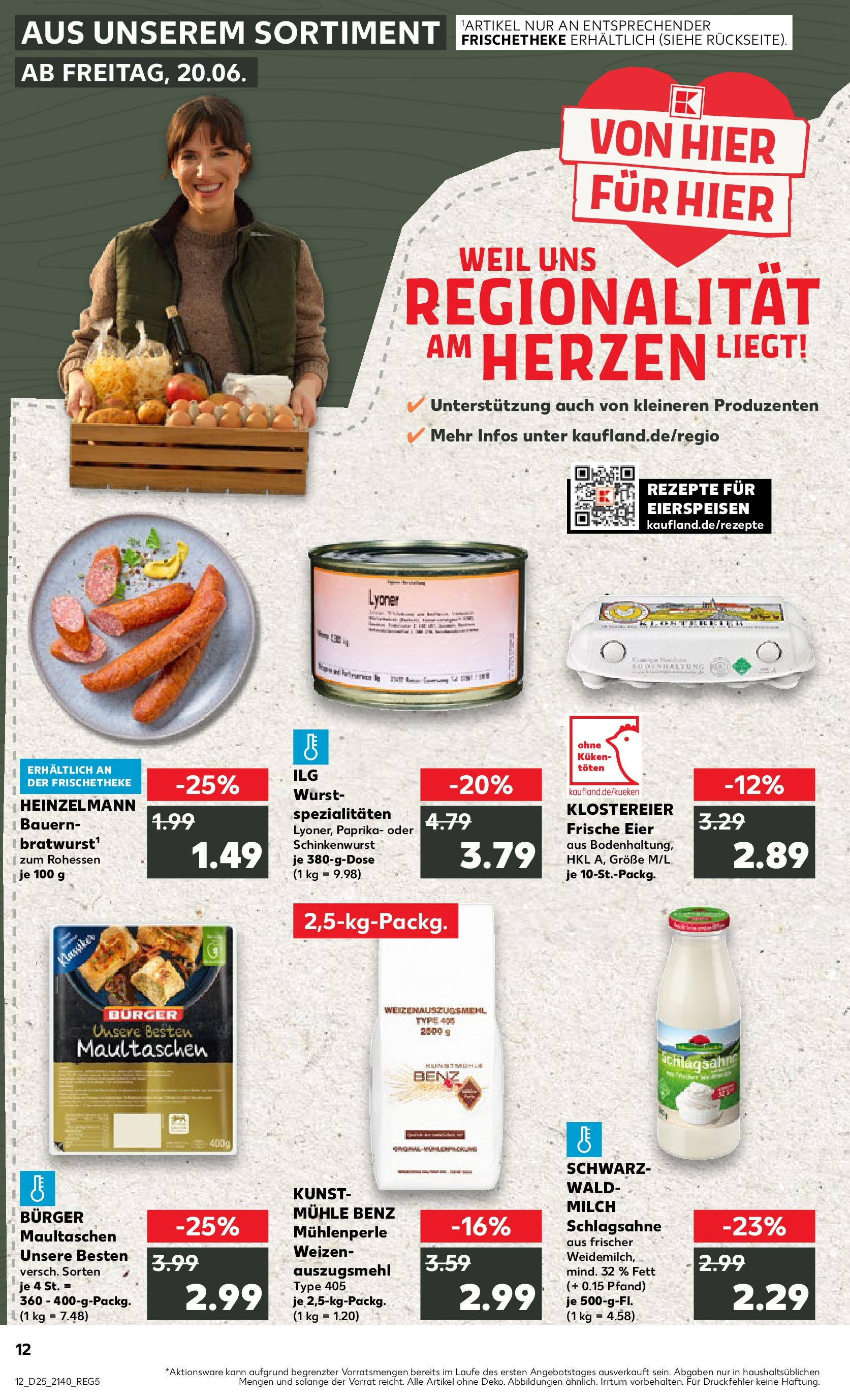 Prospekt Kaufland ab 18.06.2025 » Angebote Online zum Blättern | Seite: 1 | Produkte: Schlagsahne, Milch, Eier, Maultaschen