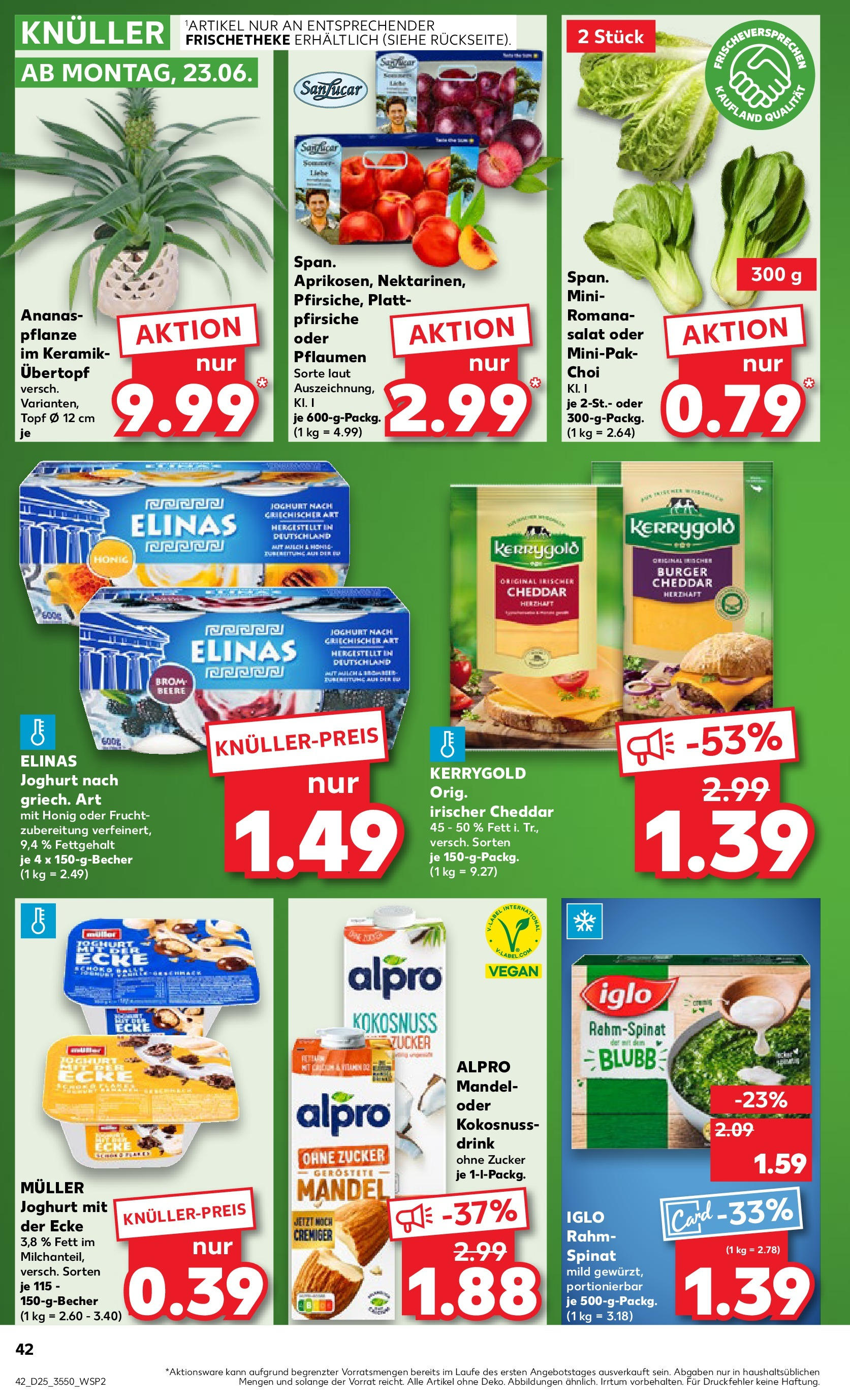 Prospekt Kaufland ab 18.06.2025 » Angebote Online zum Blättern | Seite: 42 | Produkte: Pflaumen, Milch, Iglo, Alpro