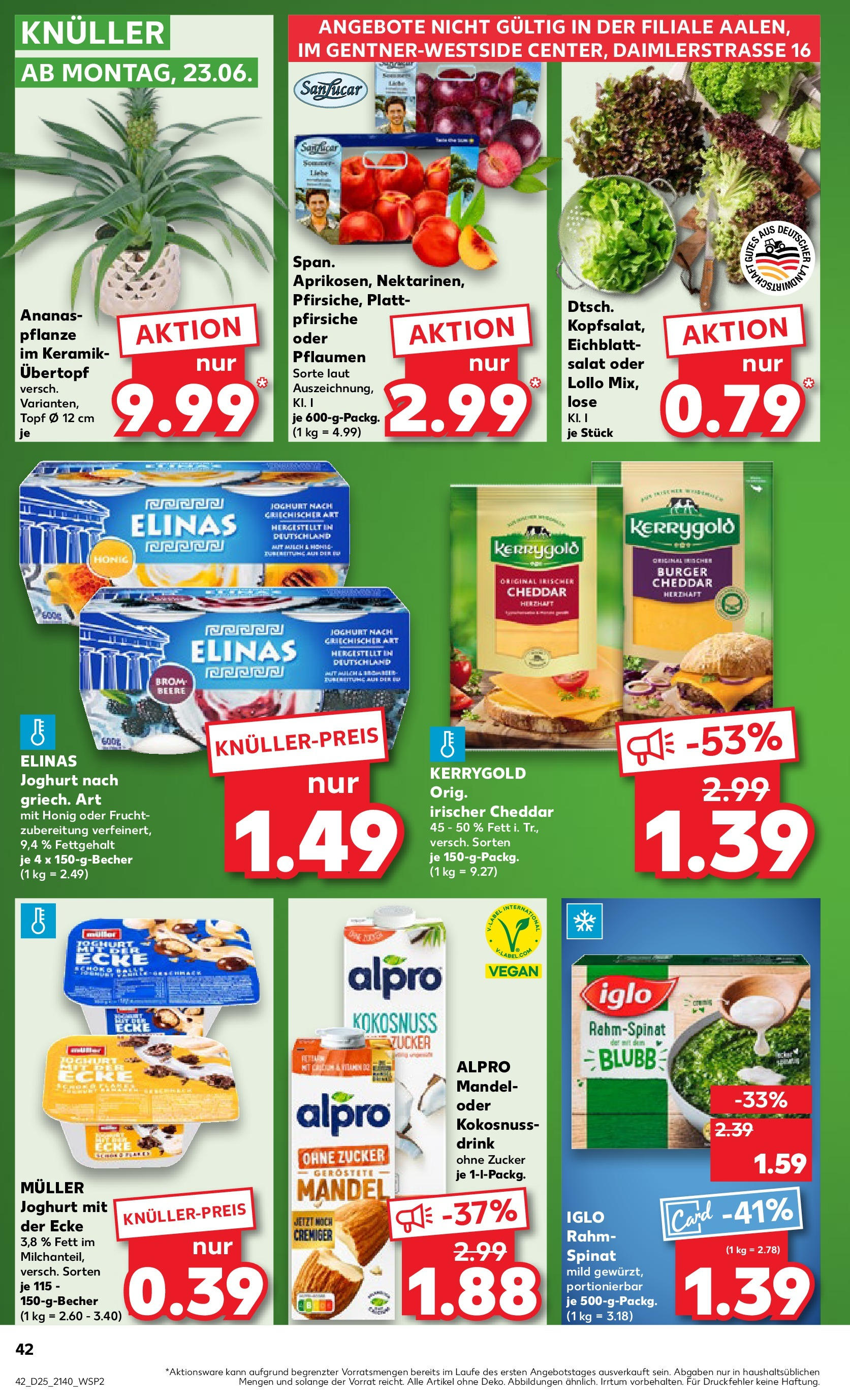 Prospekt Kaufland ab 18.06.2025 » Angebote Online zum Blättern | Seite: 42 | Produkte: Iglo, Burger, Ananas, Salat