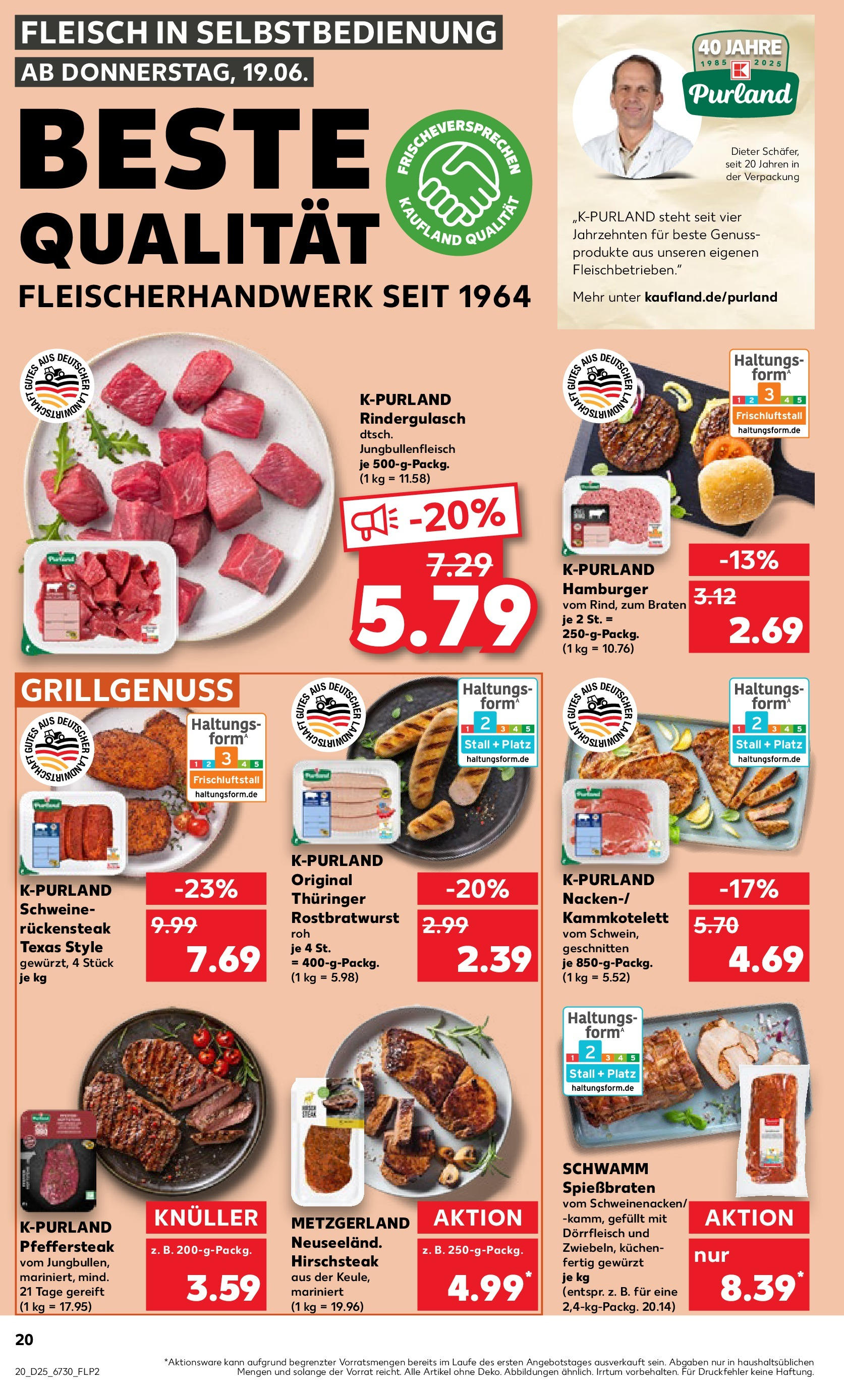 Prospekt Kaufland ab 18.06.2025 » Angebote Online zum Blättern | Seite: 20 | Produkte: Rindergulasch, Kuchen, Fleisch