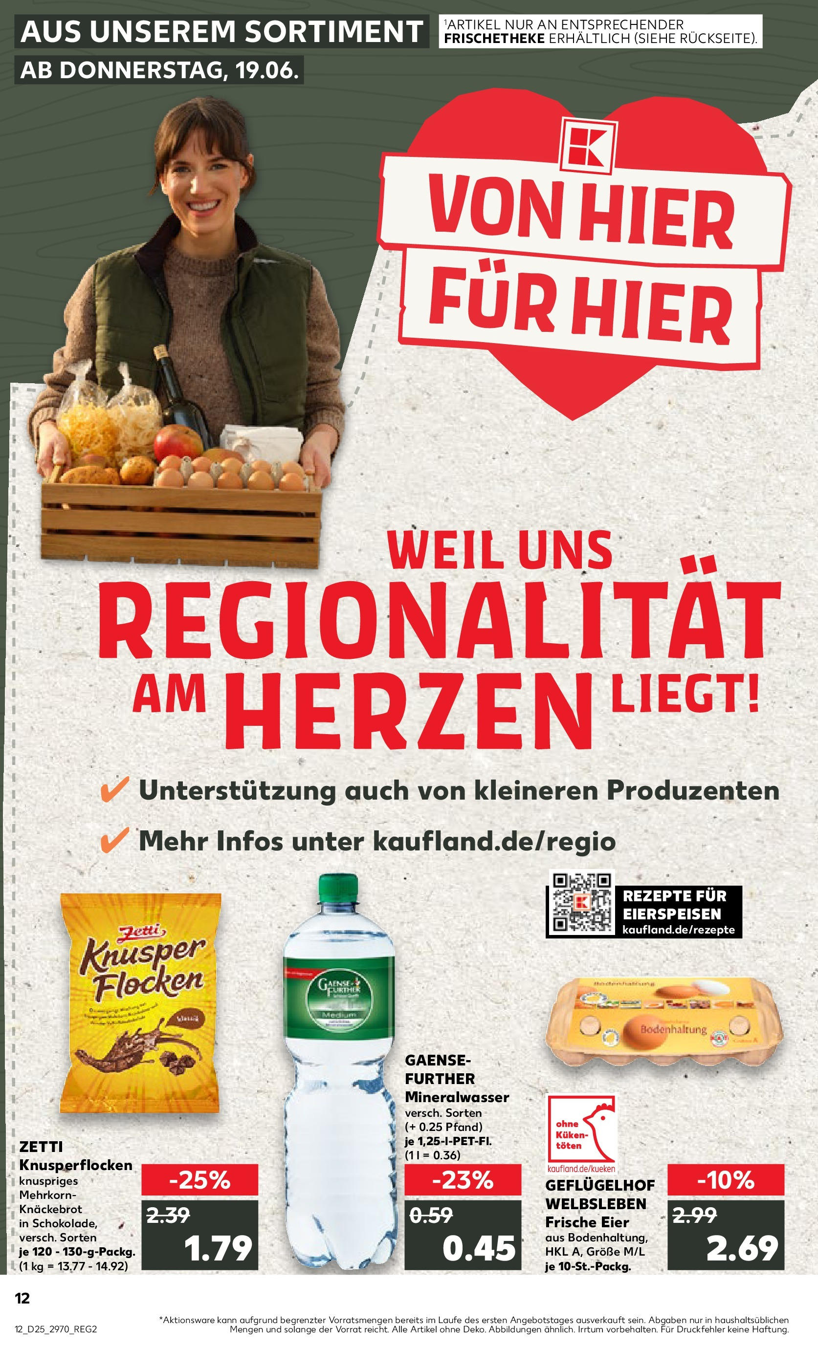 Prospekt Kaufland ab 18.06.2025 » Angebote Online zum Blättern | Seite: 1 | Produkte: Eier, Mineralwasser, Flocken