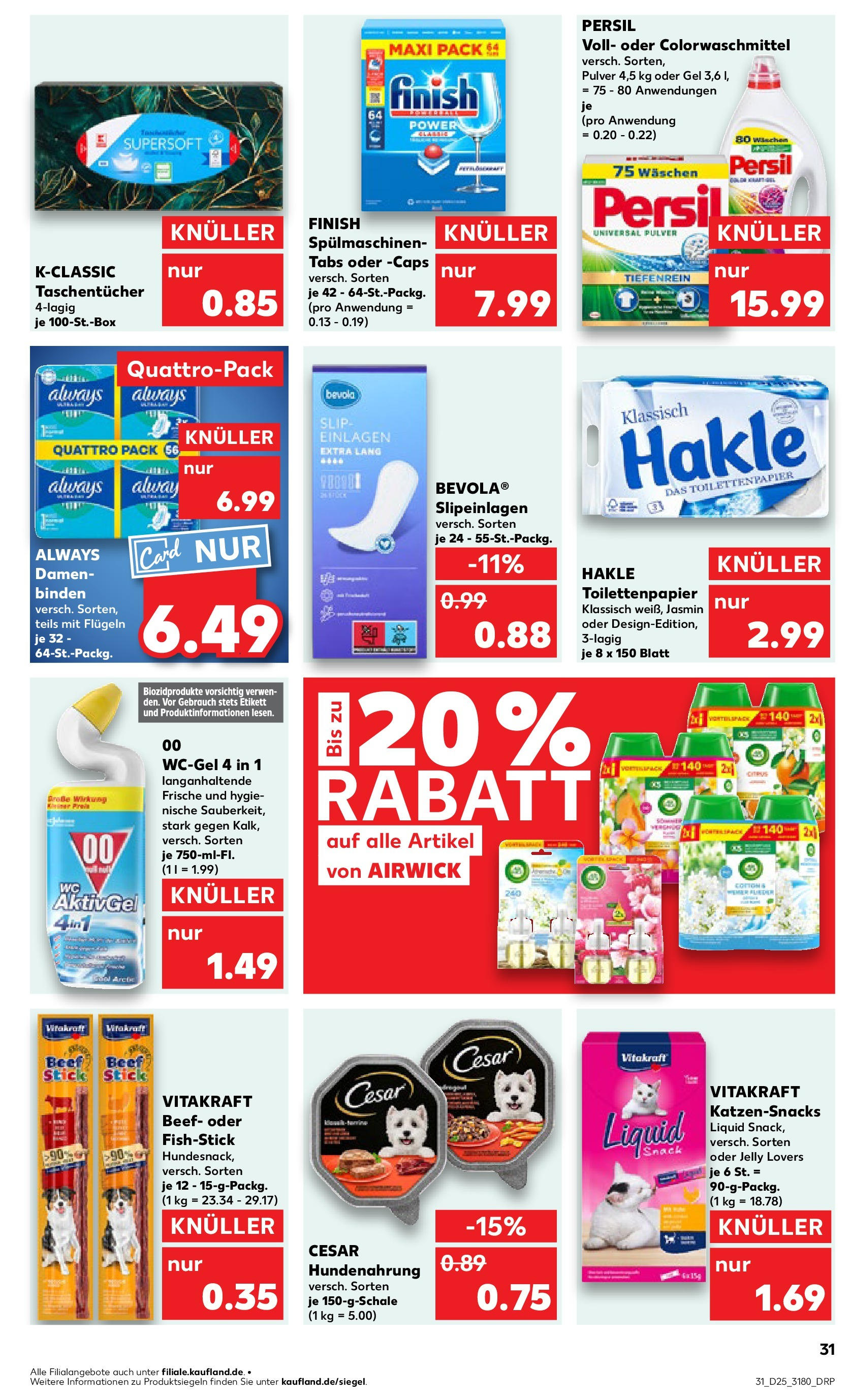 Prospekt Kaufland ab 18.06.2025 » Angebote Online zum Blättern | Seite: 31 | Produkte: Finish, Slip, Persil, Toilettenpapier
