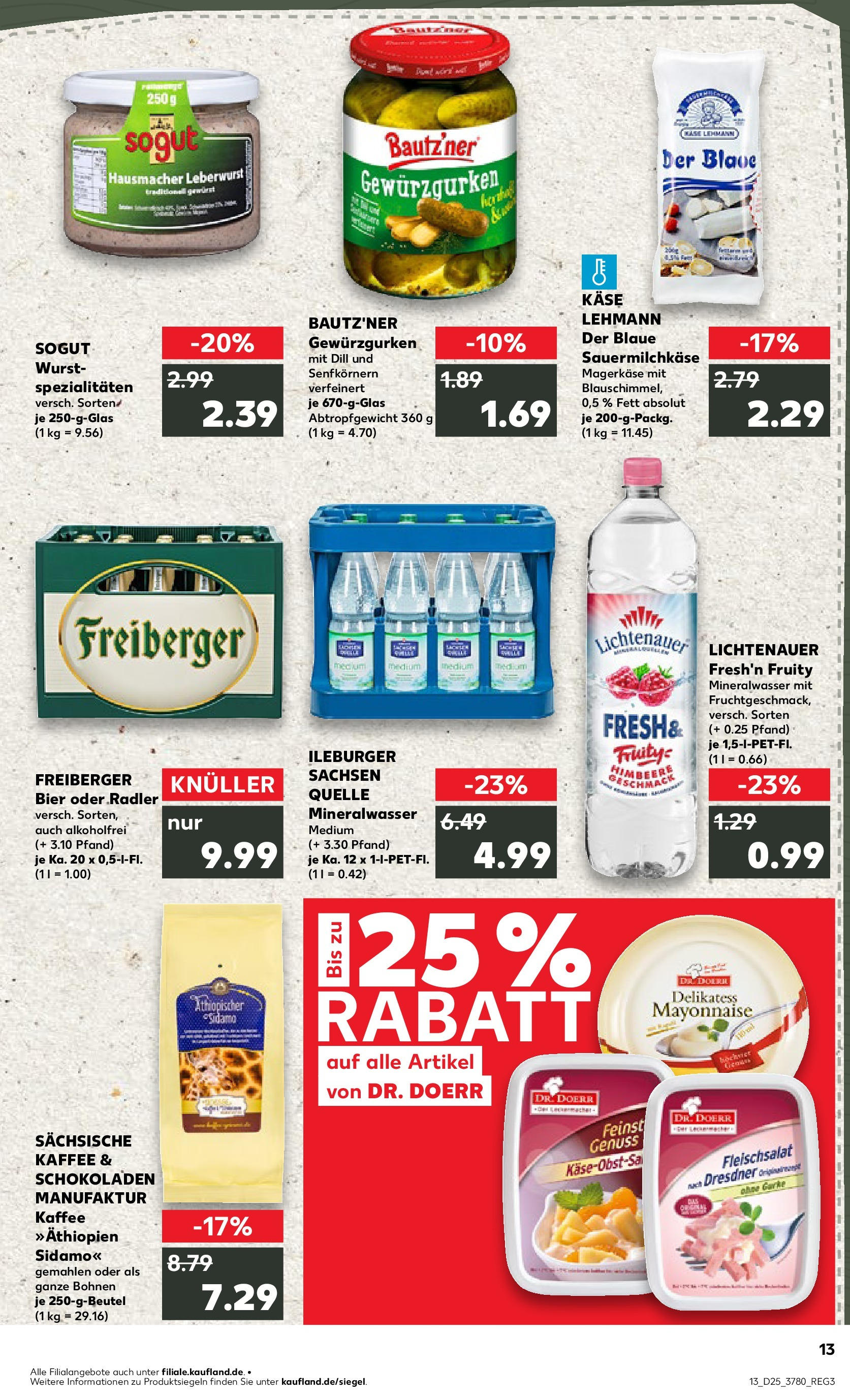 Prospekt Kaufland ab 18.06.2025 » Angebote Online zum Blättern | Seite: 13 | Produkte: Bier, Mayonnaise, Wurst, Himbeere