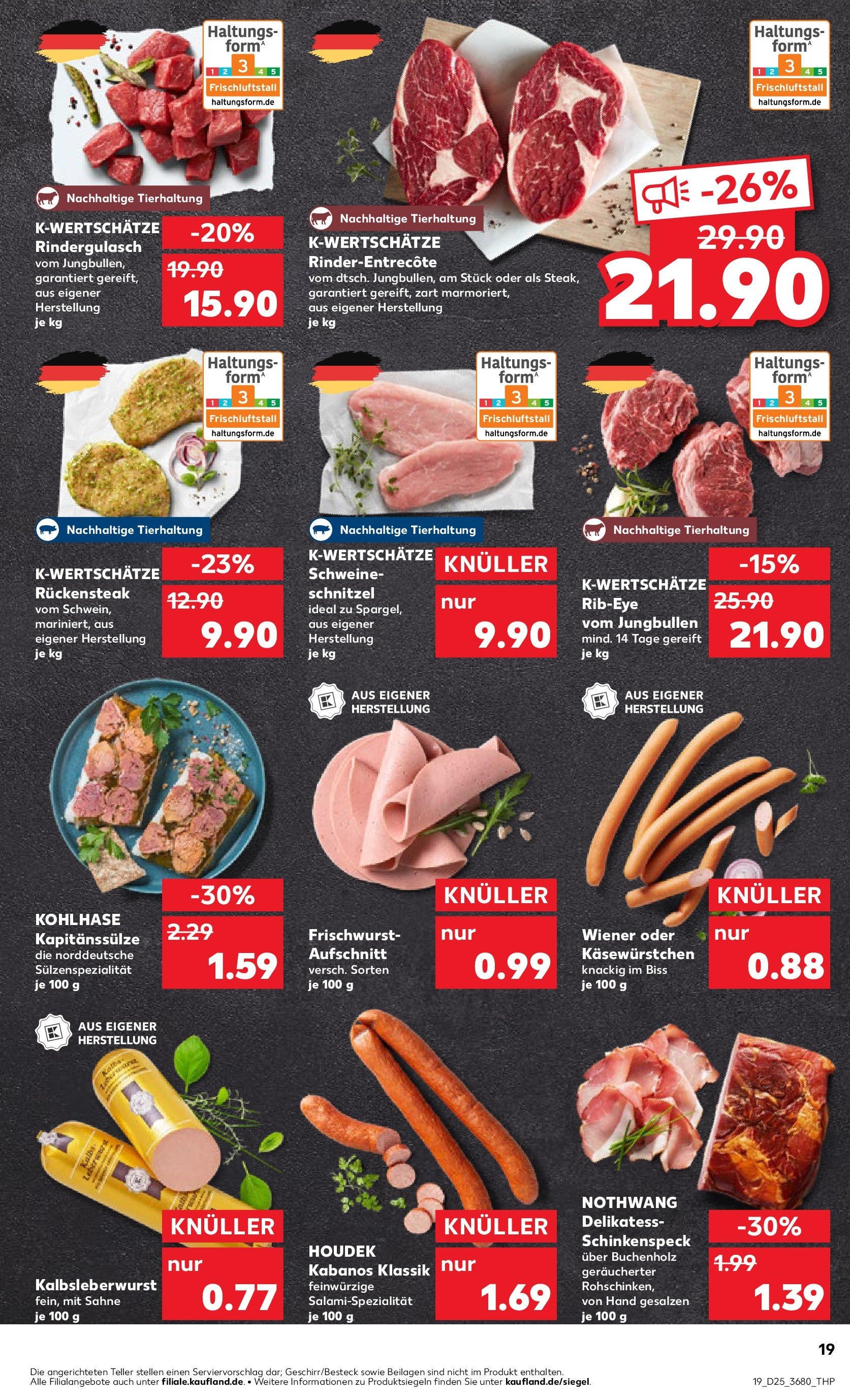 Prospekt Kaufland ab 18.06.2025 » Angebote Online zum Blättern | Seite: 19 | Produkte: Rindergulasch, Schnitzel, Sahne