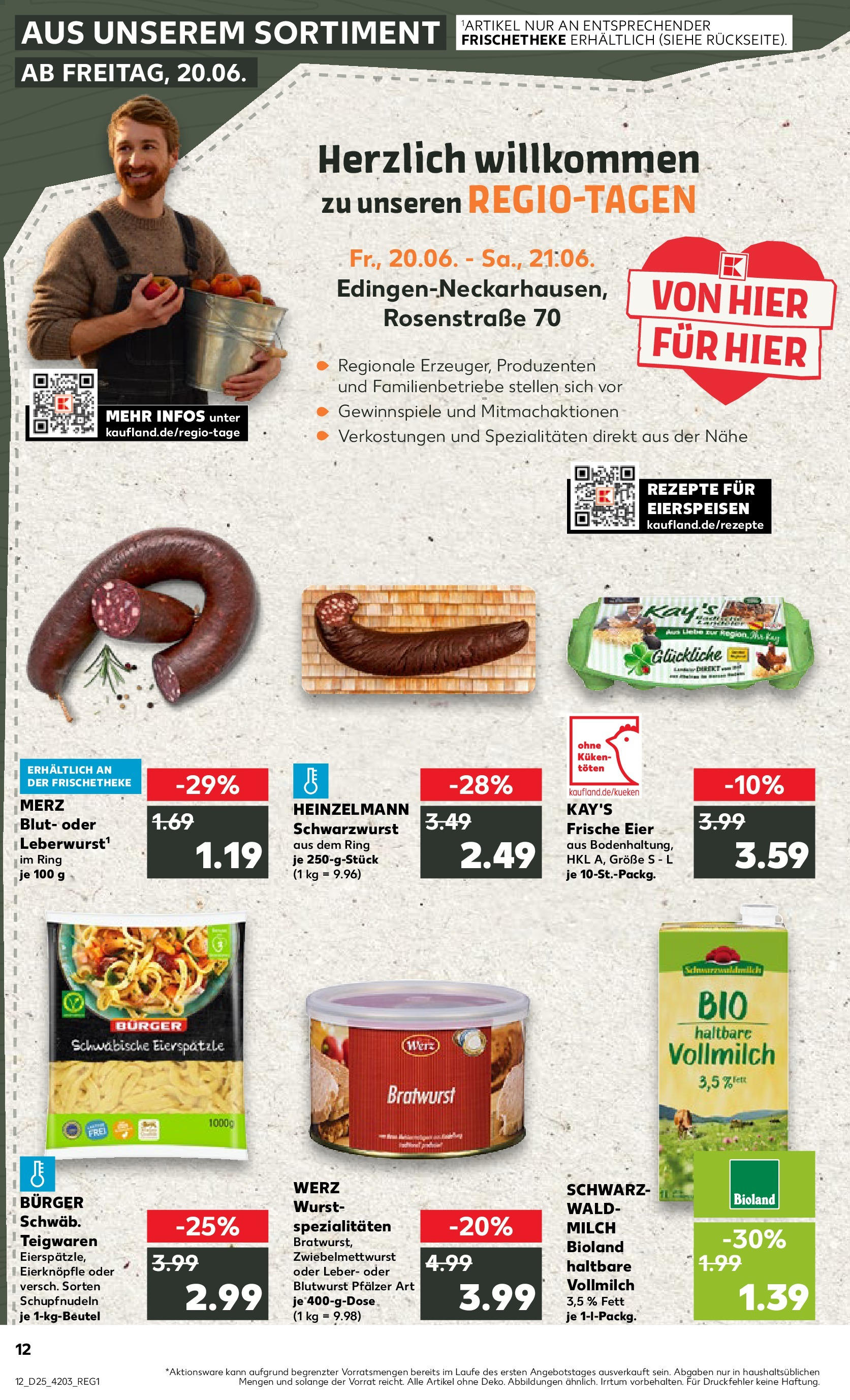 Prospekt Kaufland ab 18.06.2025 » Angebote Online zum Blättern | Seite: 12 | Produkte: Milch, Burger, Wurst, Pasta