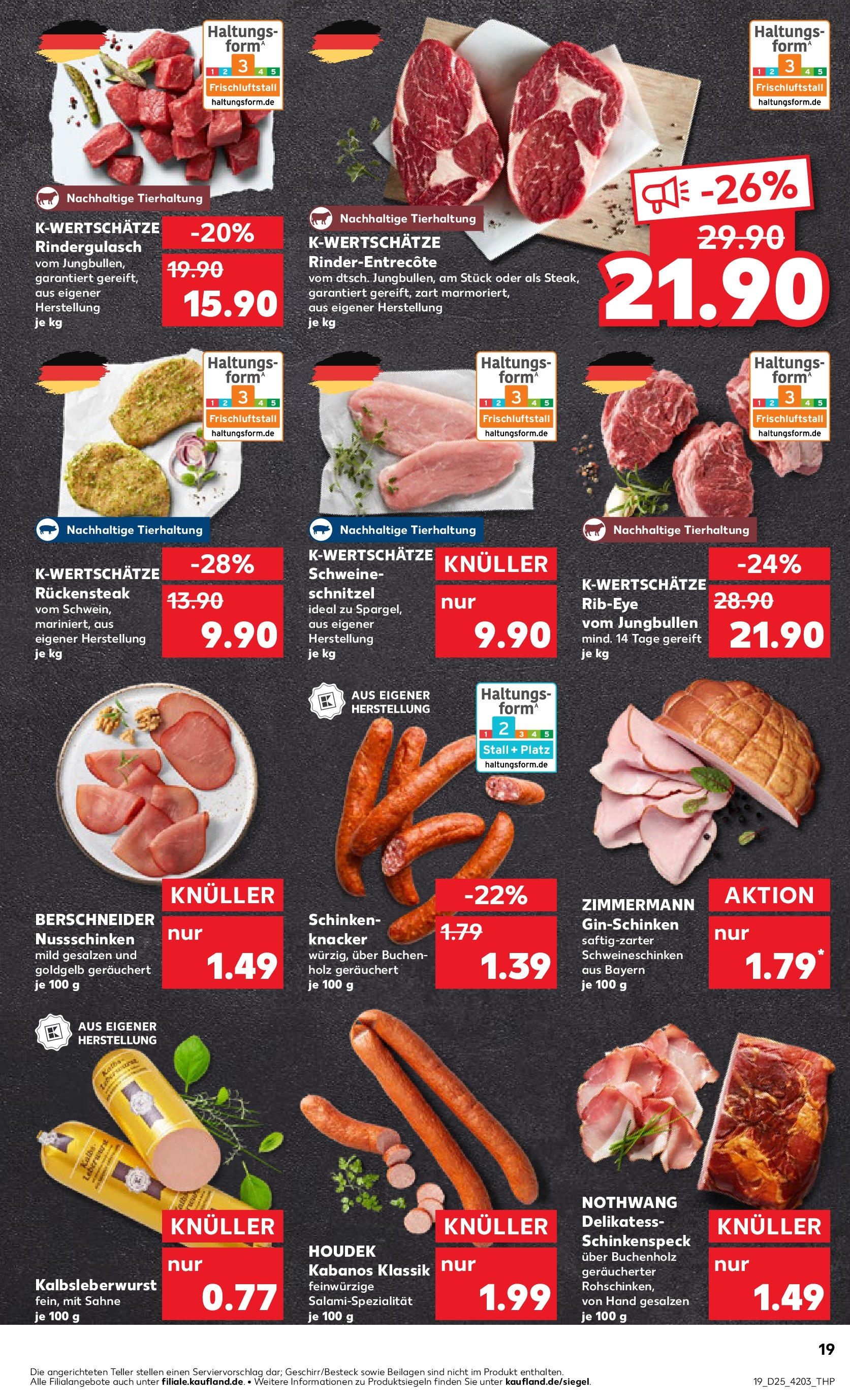 Prospekt Kaufland ab 18.06.2025 » Angebote Online zum Blättern | Seite: 19 | Produkte: Rindergulasch, Steak, Gin, Sahne