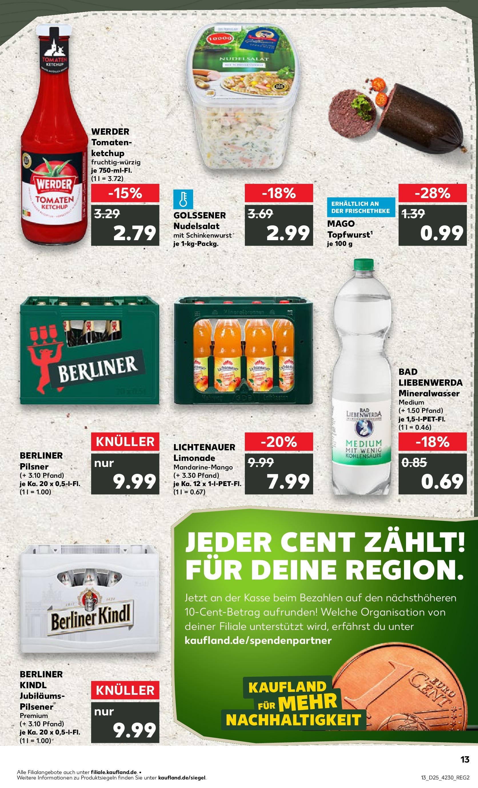 Prospekt Kaufland ab 18.06.2025 » Angebote Online zum Blättern | Seite: 13 | Produkte: Bad, Mineralwasser, Pasta, Ketchup
