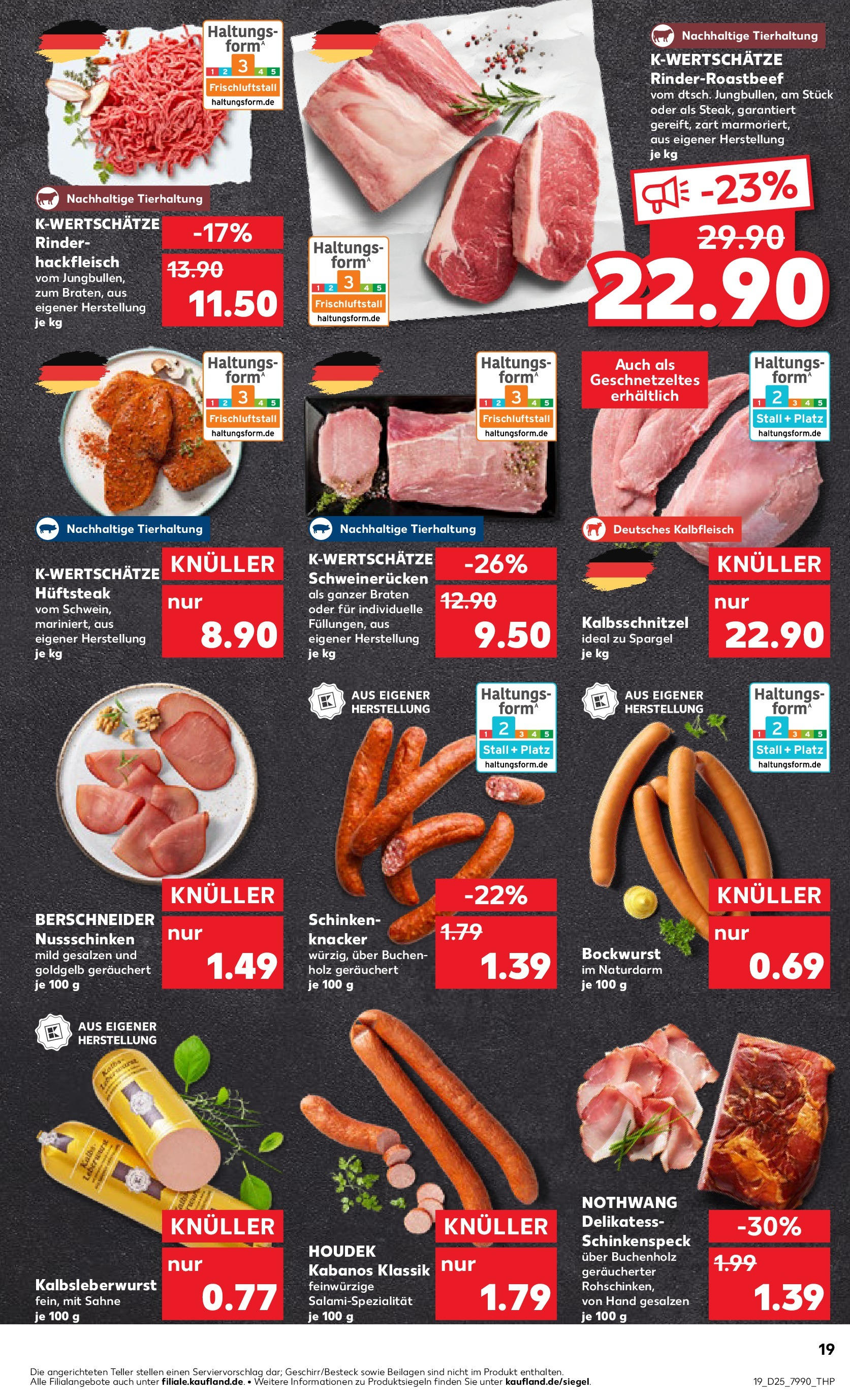 Prospekt Kaufland ab 18.06.2025 » Angebote Online zum Blättern | Seite: 19 | Produkte: Bockwurst, Schinken, Sahne, Hackfleisch