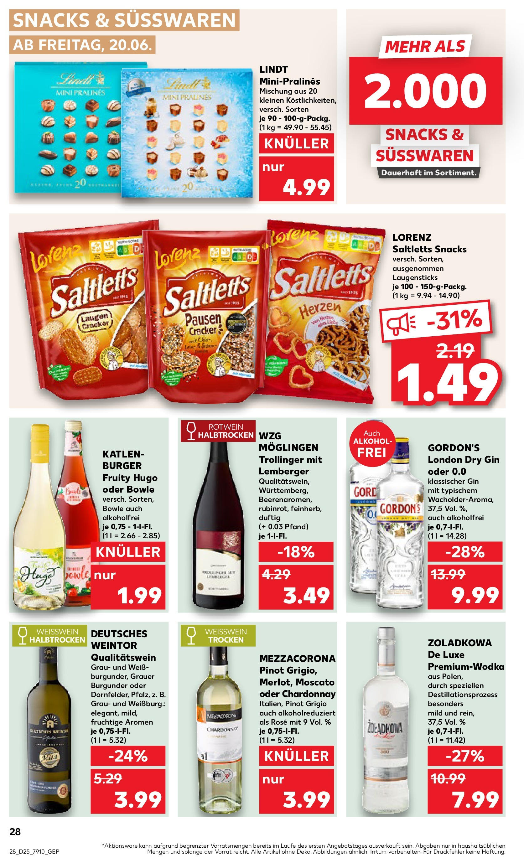 Prospekt Kaufland ab 18.06.2025 » Angebote Online zum Blättern | Seite: 28 | Produkte: Weißwein, Weißwein halbtrocken, Burger, Gin