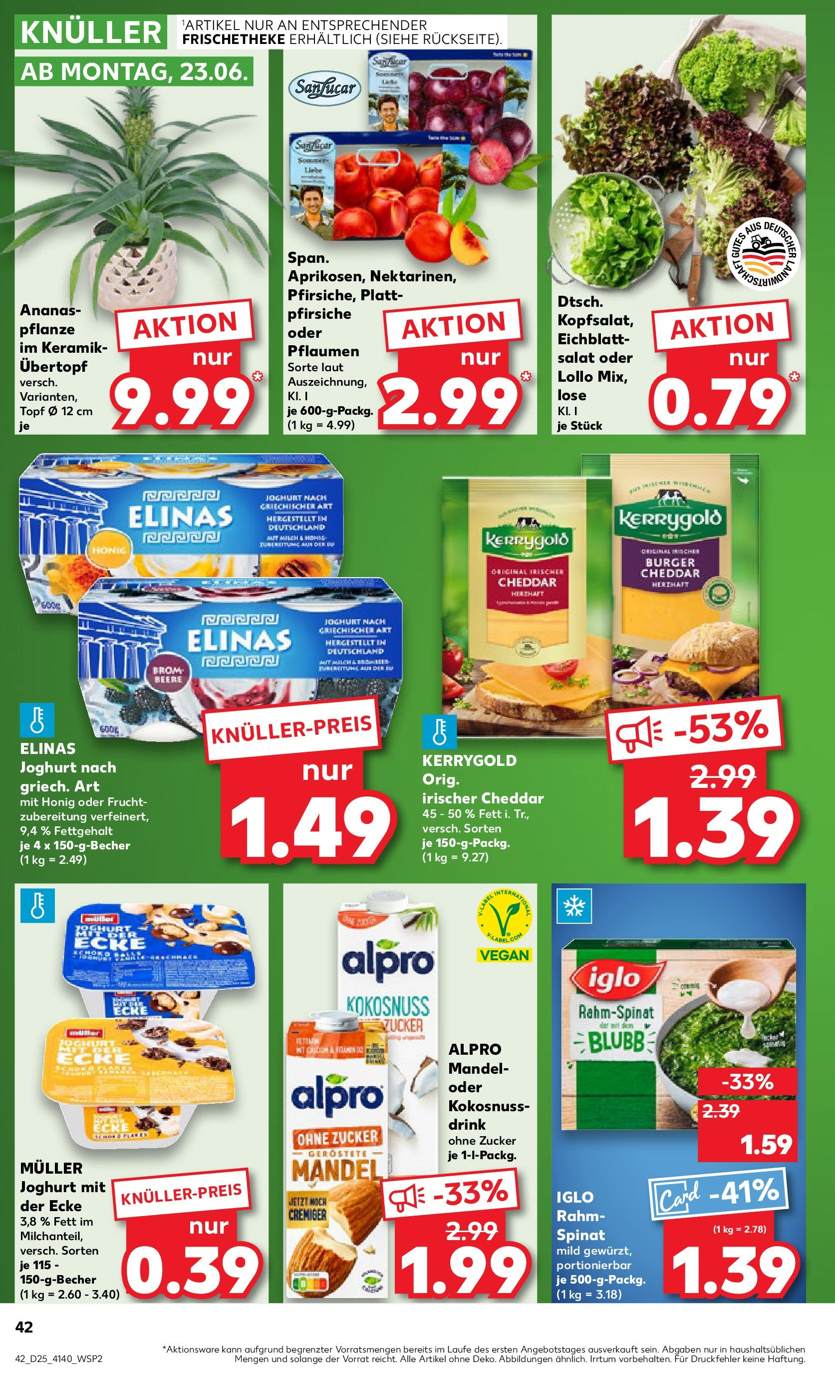 Prospekt Kaufland ab 18.06.2025 » Angebote Online zum Blättern | Seite: 42 | Produkte: Joghurt, Burger, Zucker, Salat