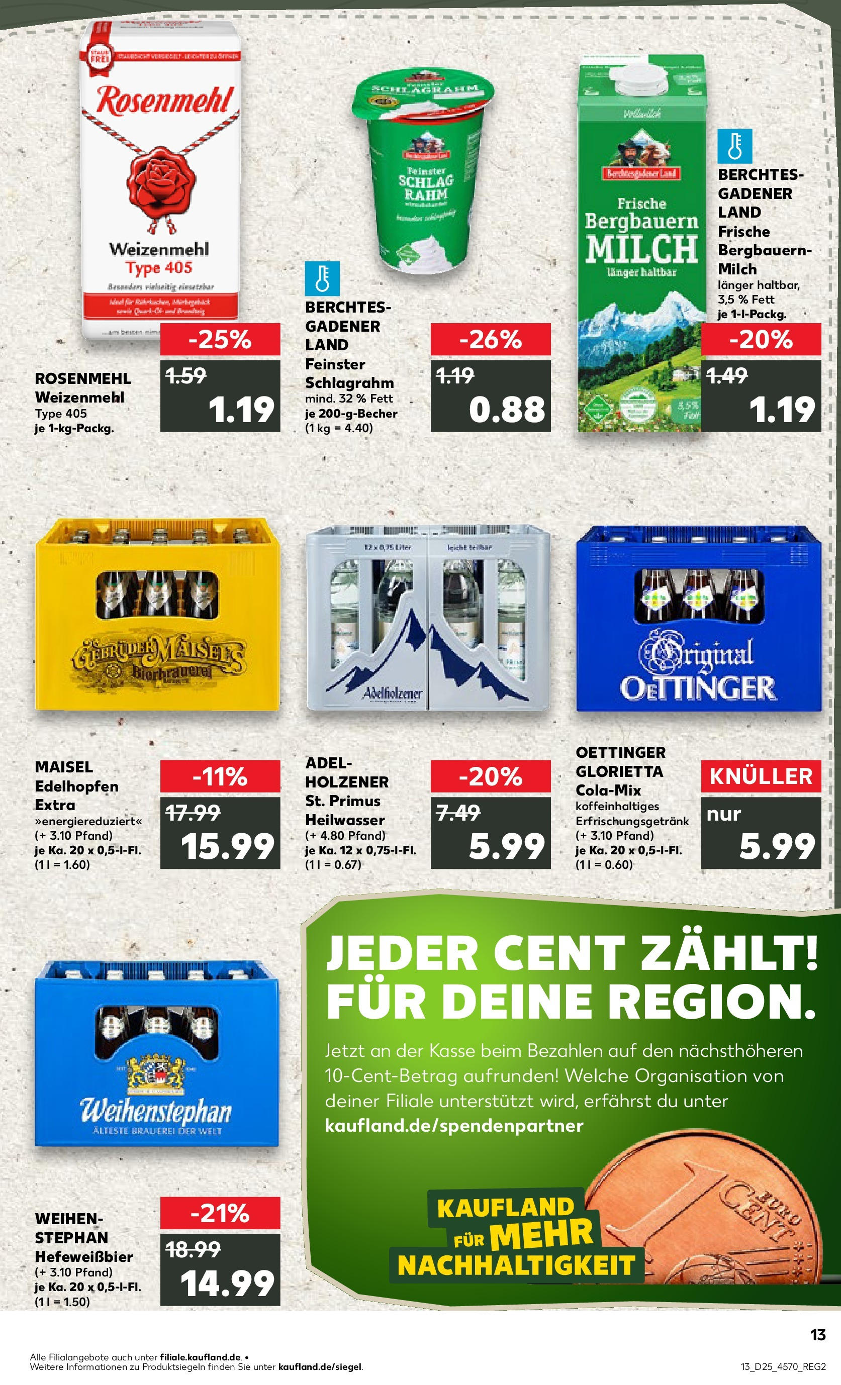 Prospekt Kaufland ab 18.06.2025 » Angebote Online zum Blättern | Seite: 13 | Produkte: Cola, Milch, Adelholzener, Oettinger
