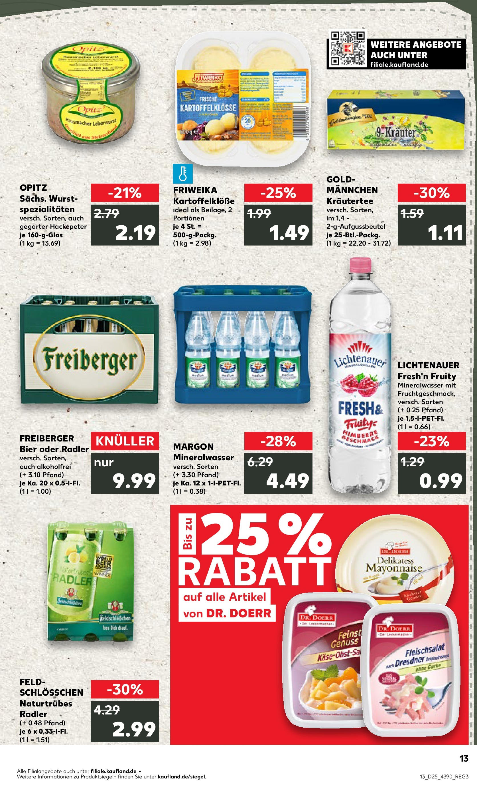 Prospekt Kaufland ab 18.06.2025 » Angebote Online zum Blättern | Seite: 13 | Produkte: Bier, Mineralwasser, Radler, Mayonnaise