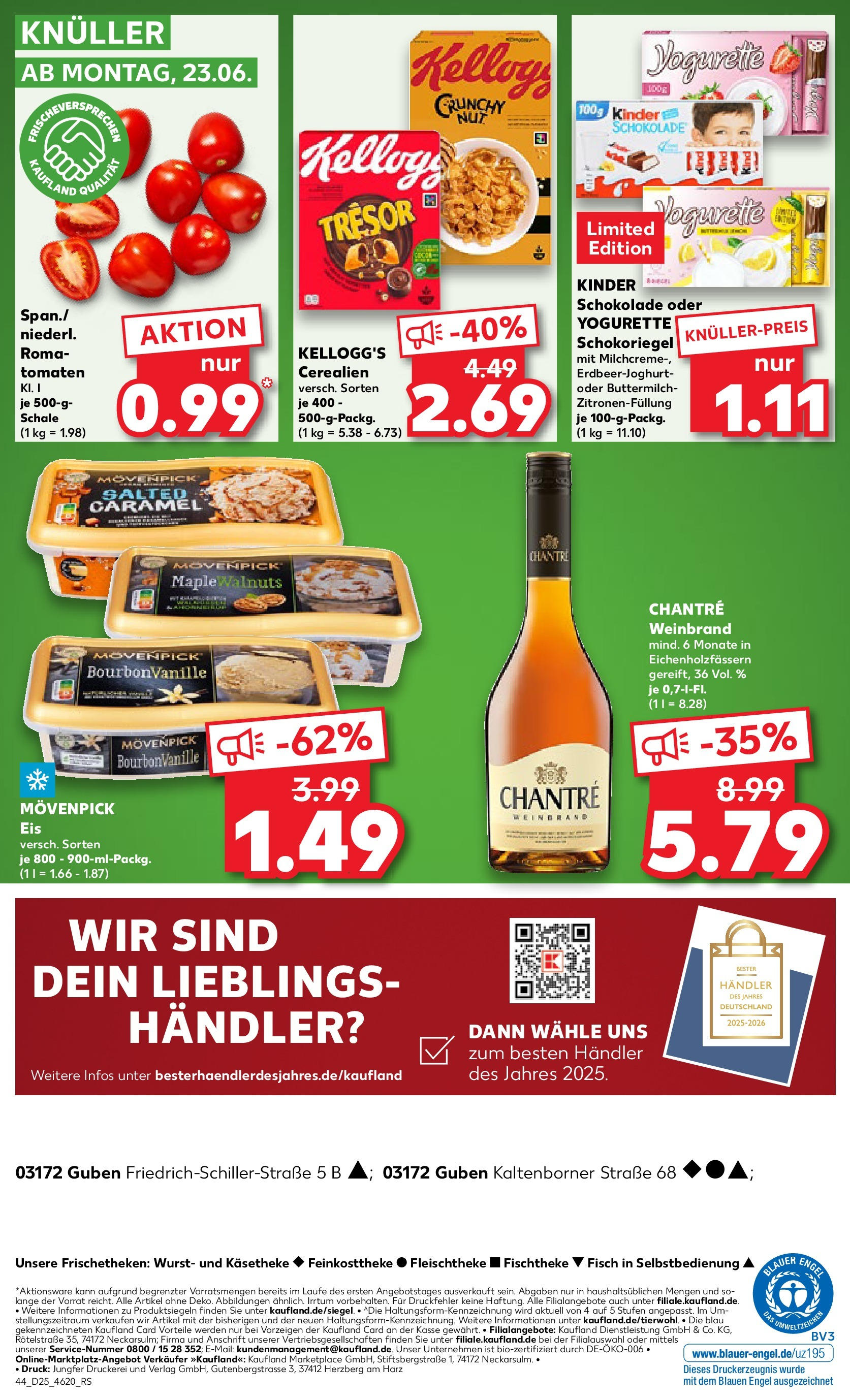Prospekt Kaufland ab 18.06.2025 » Angebote Online zum Blättern | Seite: 44 | Produkte: Kinder schokolade, Buttermilch, Schokolade, Movenpick eis