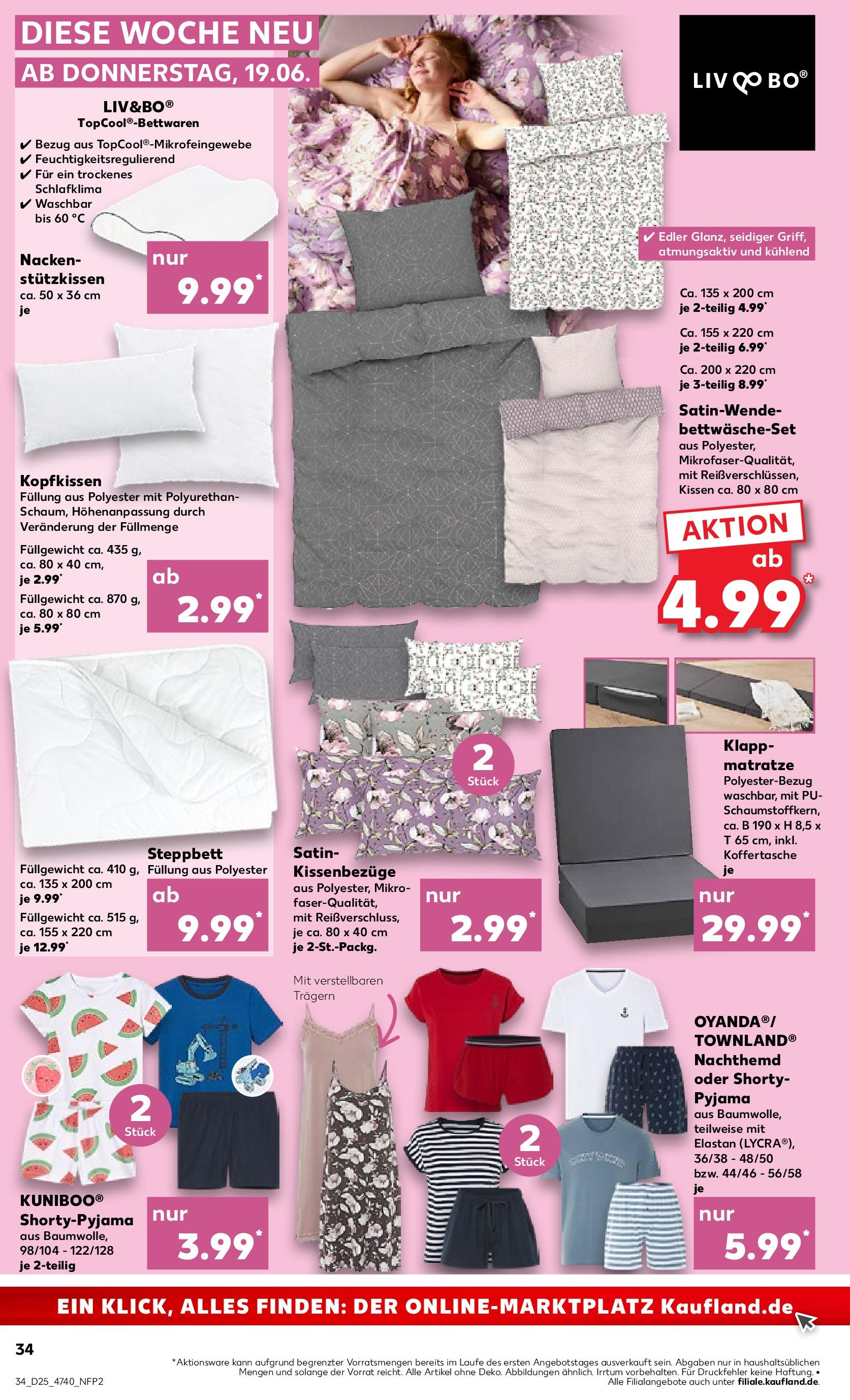 Prospekt Kaufland ab 18.06.2025 » Angebote und Werbung Online | Seite: 38 | Produkte: Matratze, Kissen, Kopfkissen, Pyjama Prospekt Kaufland ab 18.06.2025 » Angebote Online zum Blättern | Seite: 38 | Produkte: Matratze, Kissen, Kopfkissen, Pyjama