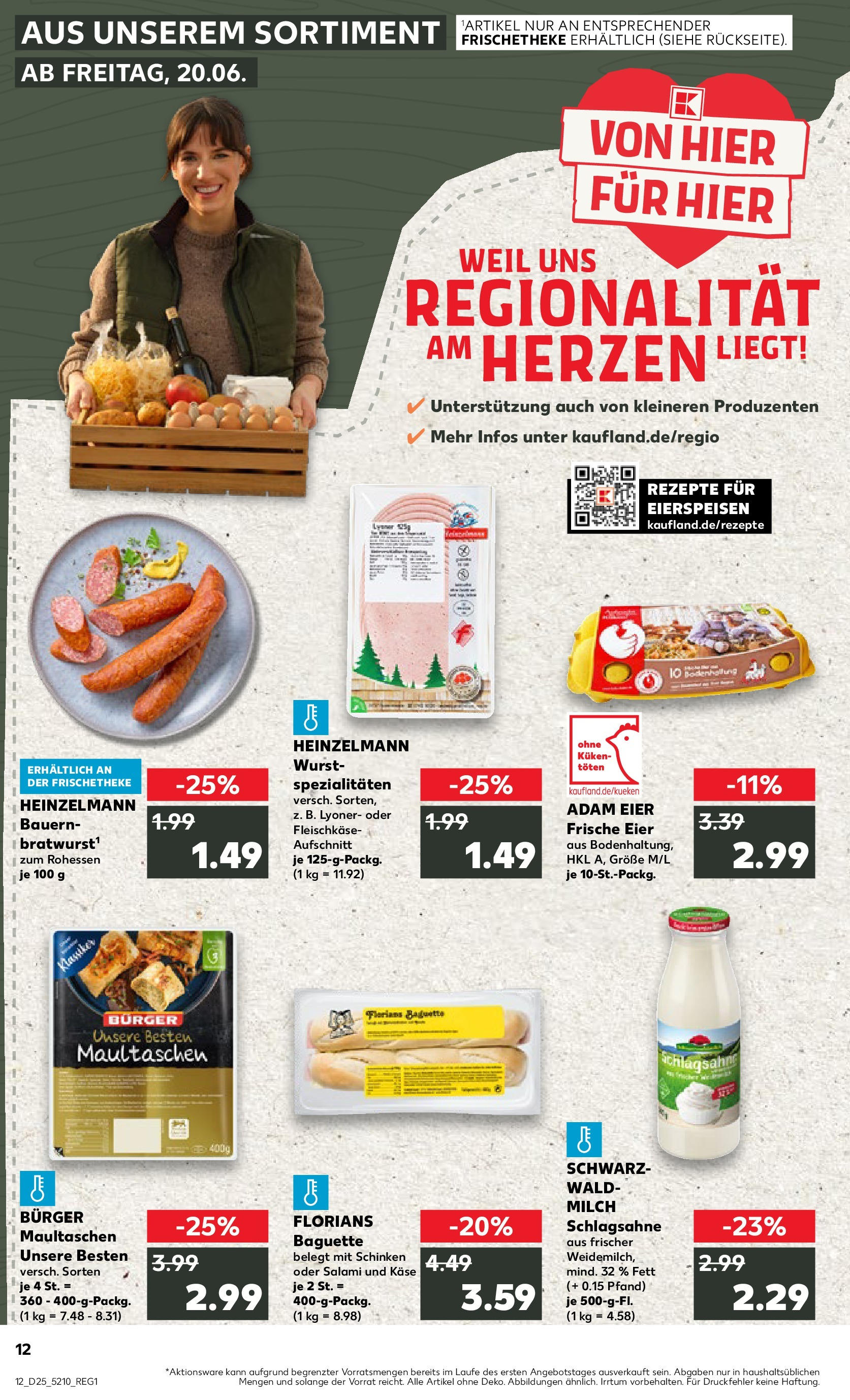 Prospekt Kaufland ab 18.06.2025 » Angebote Online zum Blättern | Seite: 12 | Produkte: Eier, Burger, Wurst, Schinken
