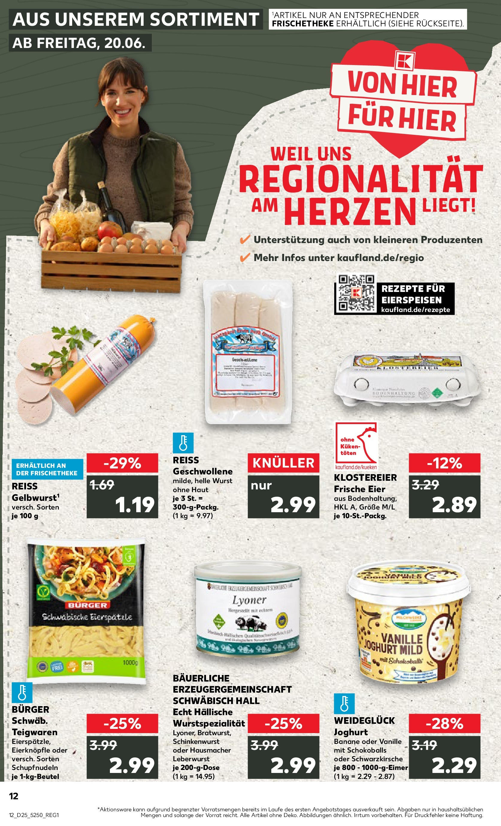 Prospekt Kaufland ab 18.06.2025 » Angebote Online zum Blättern | Seite: 1 | Produkte: Joghurt, Eier, Burger, Wurst