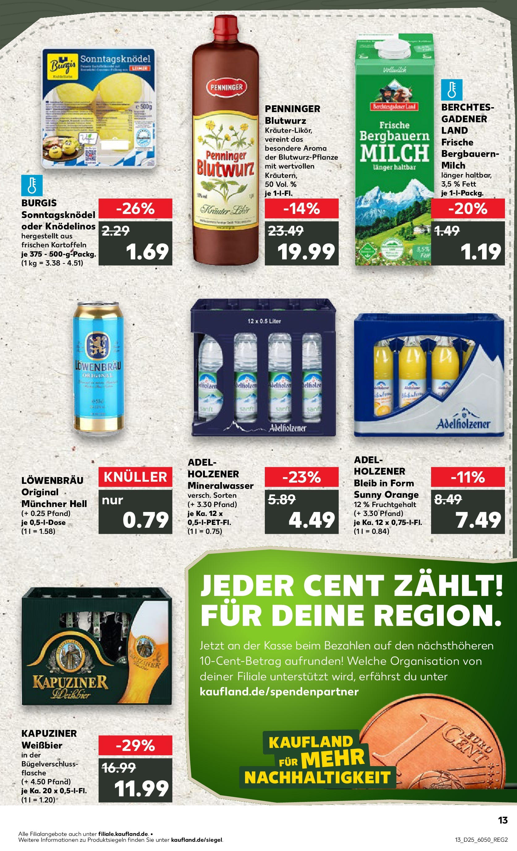 Prospekt Kaufland ab 18.06.2025 » Angebote Online zum Blättern | Seite: 13 | Produkte: Milch, Weißbier, Adelholzener, Kartoffeln