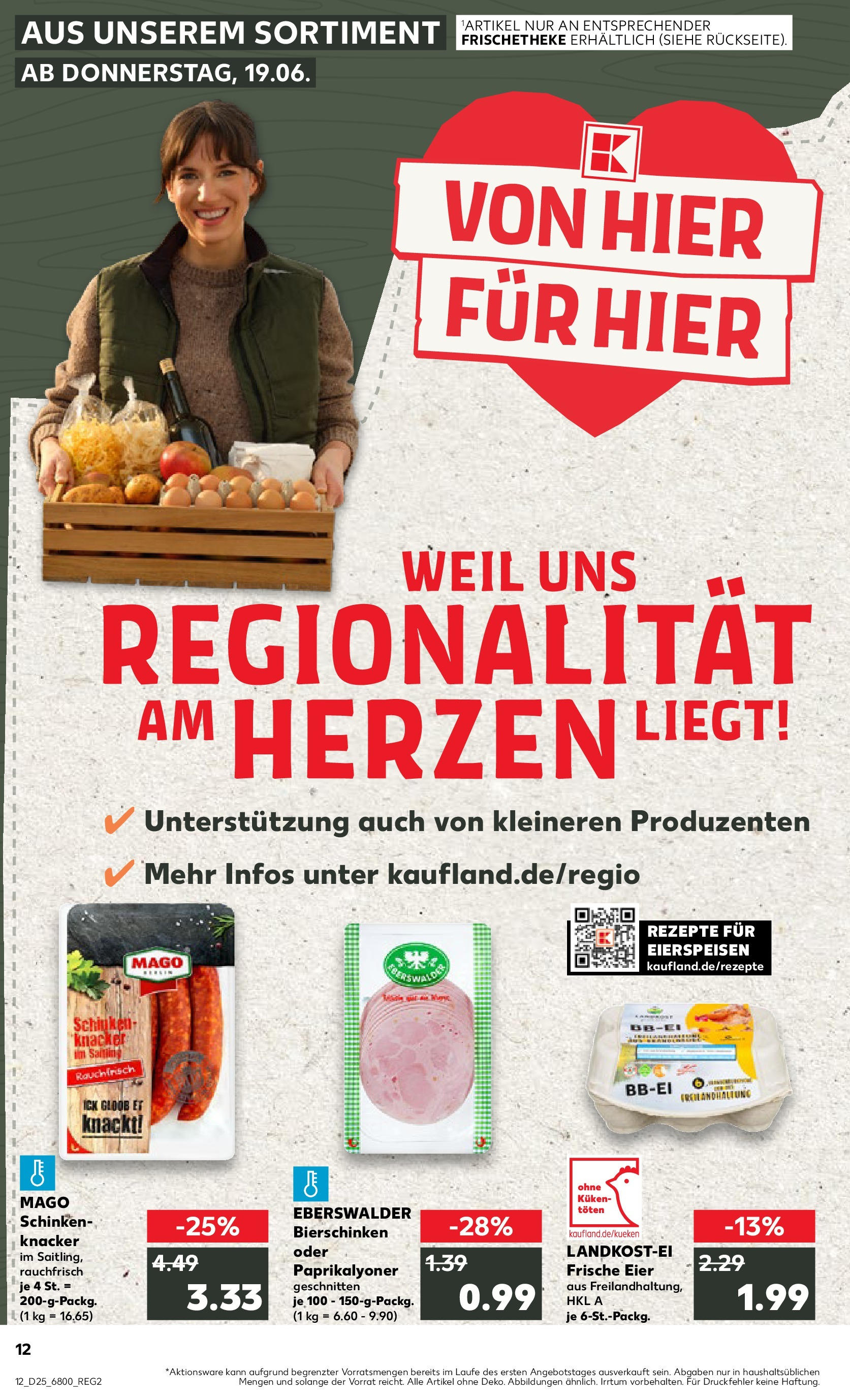 Prospekt Kaufland ab 18.06.2025 » Angebote Online zum Blättern | Seite: 12 | Produkte: Eier, Schinken
