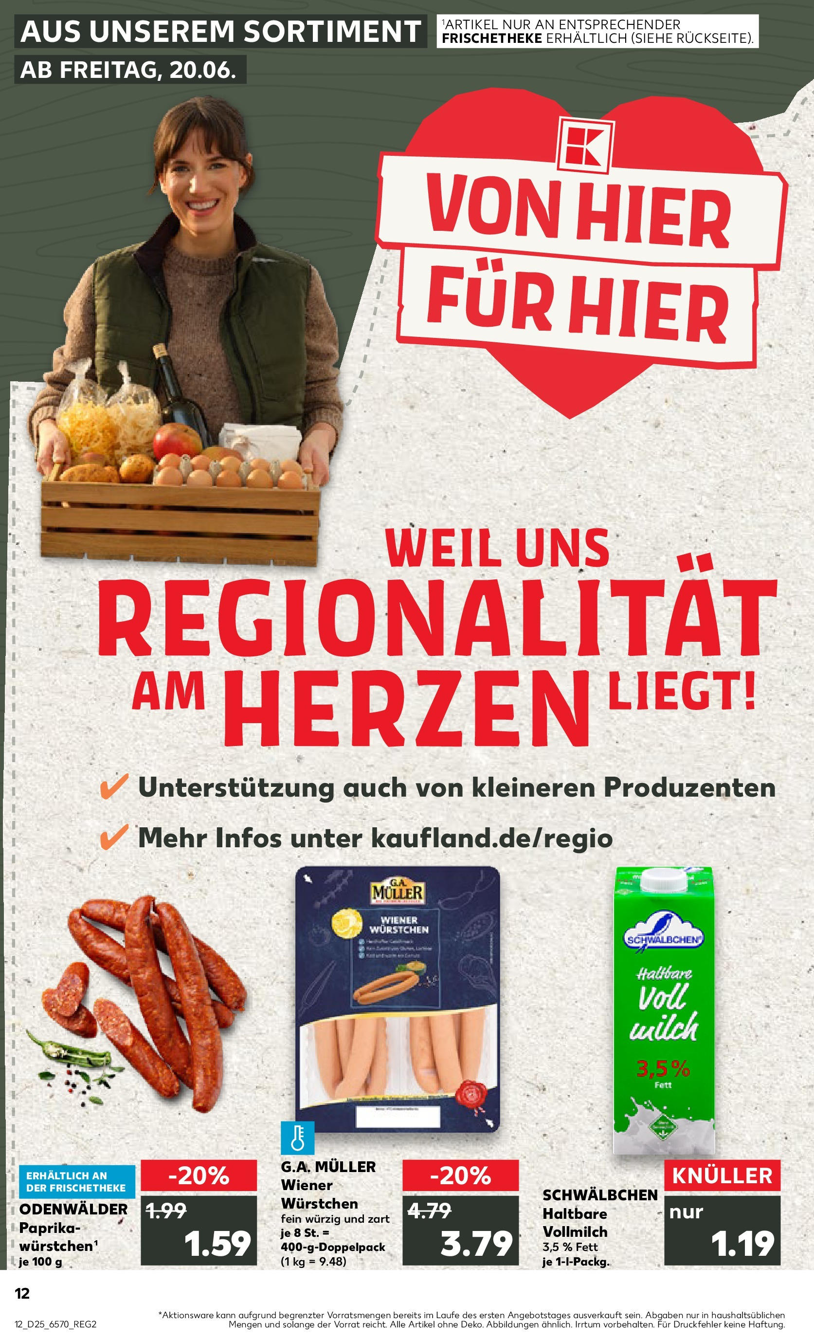 Prospekt Kaufland ab 18.06.2025 » Angebote Online zum Blättern | Seite: 12 | Produkte: Wiener wurstchen, Milch, Paprika
