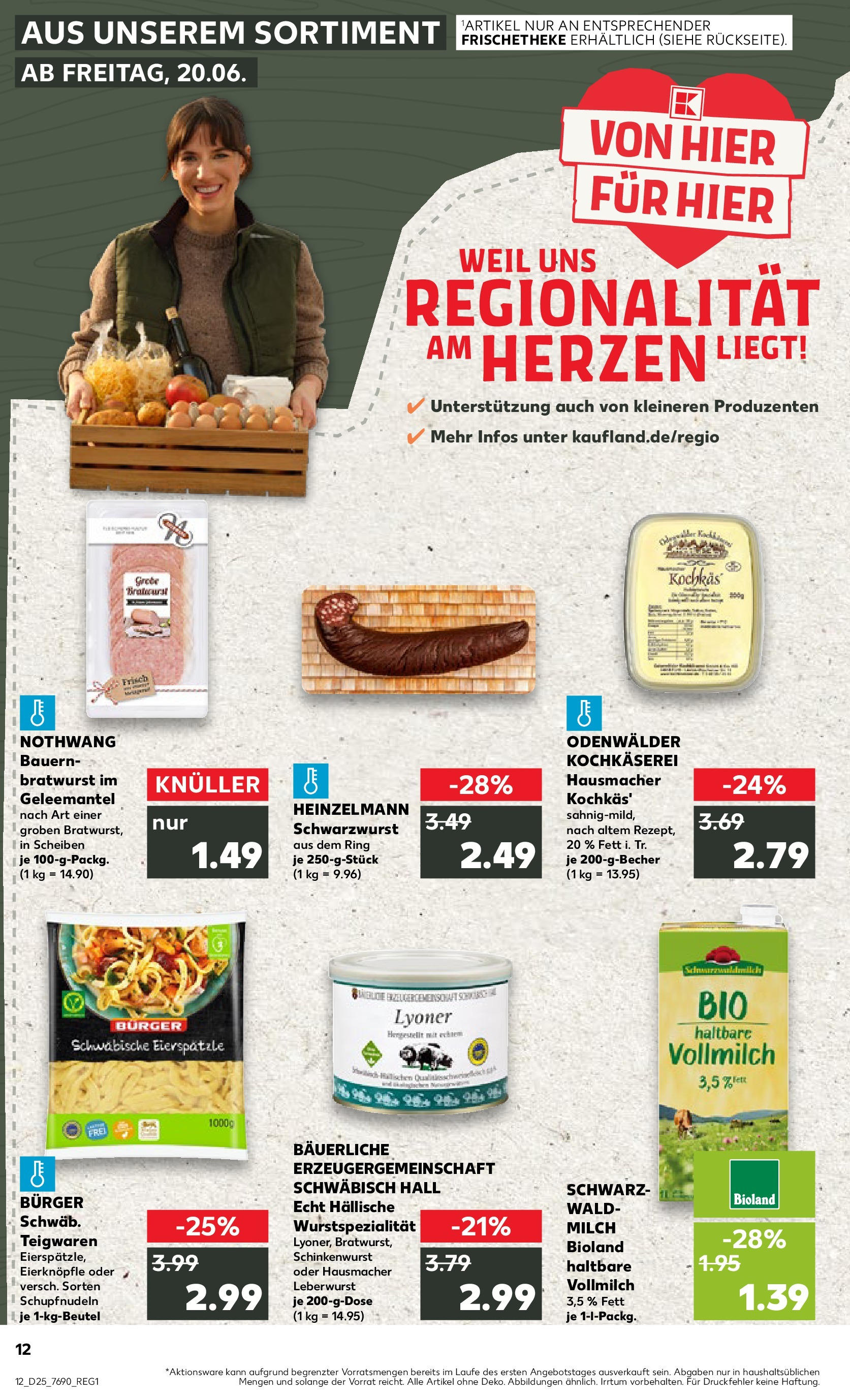Prospekt Kaufland ab 18.06.2025 » Angebote Online zum Blättern | Seite: 12 | Produkte: Milch, Bratwurst, Burger, Pasta