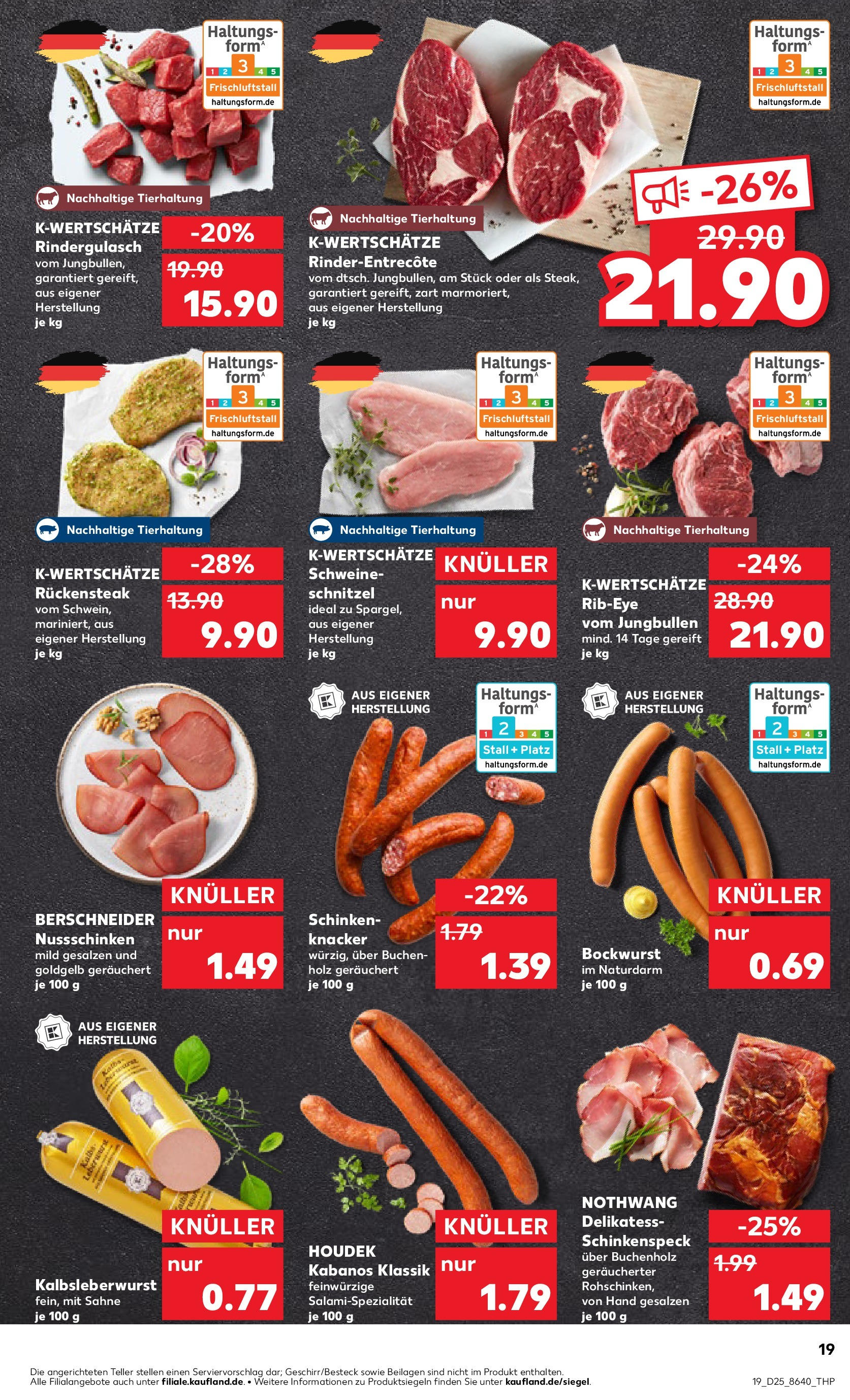 Prospekt Kaufland ab 18.06.2025 » Angebote Online zum Blättern | Seite: 19 | Produkte: Rindergulasch, Entrecote, Steak, Sahne
