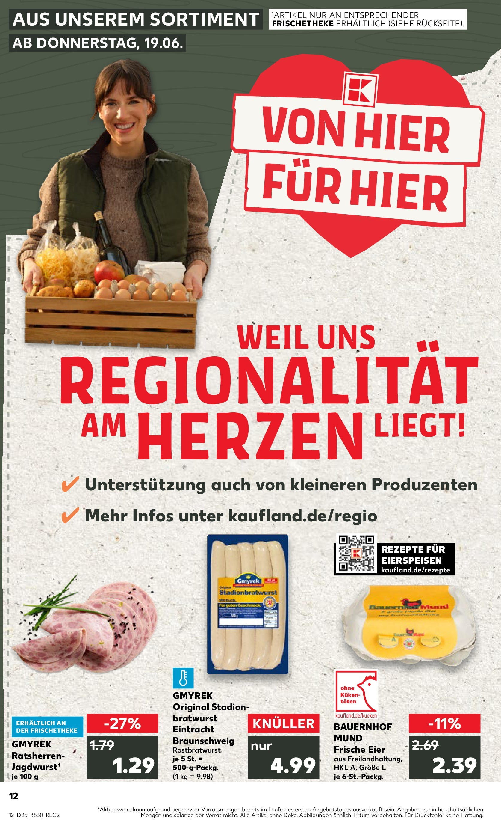 Prospekt Kaufland ab 18.06.2025 » Angebote Online zum Blättern | Seite: 12 | Produkte: Eier, Bratwurst