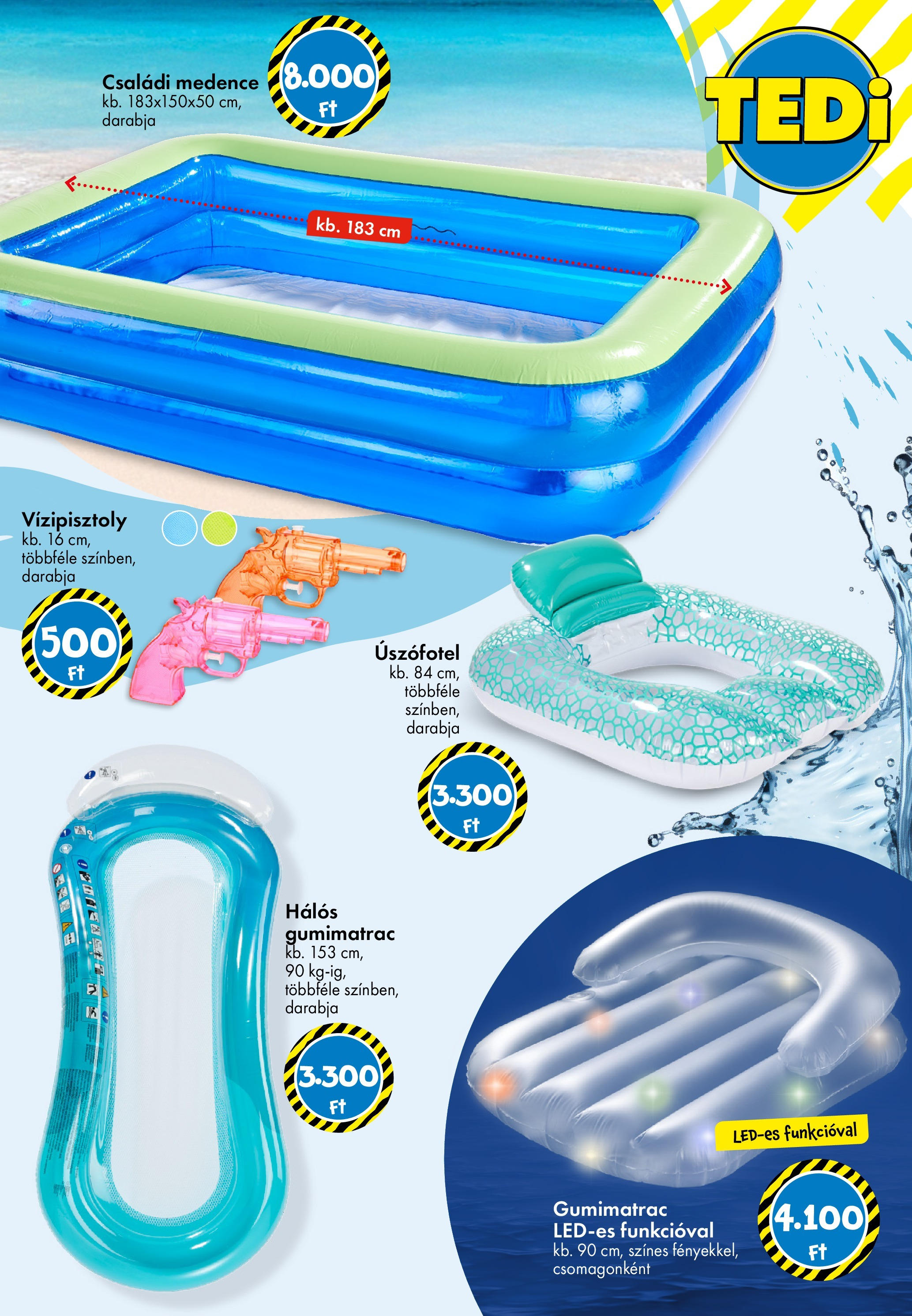TEDi Akciós újság - 2025.06.13. -tól/töl > akció, lapozható szórólap 🛍️ | Oldal: 12 | Termékek: Gumimatrac, Medence