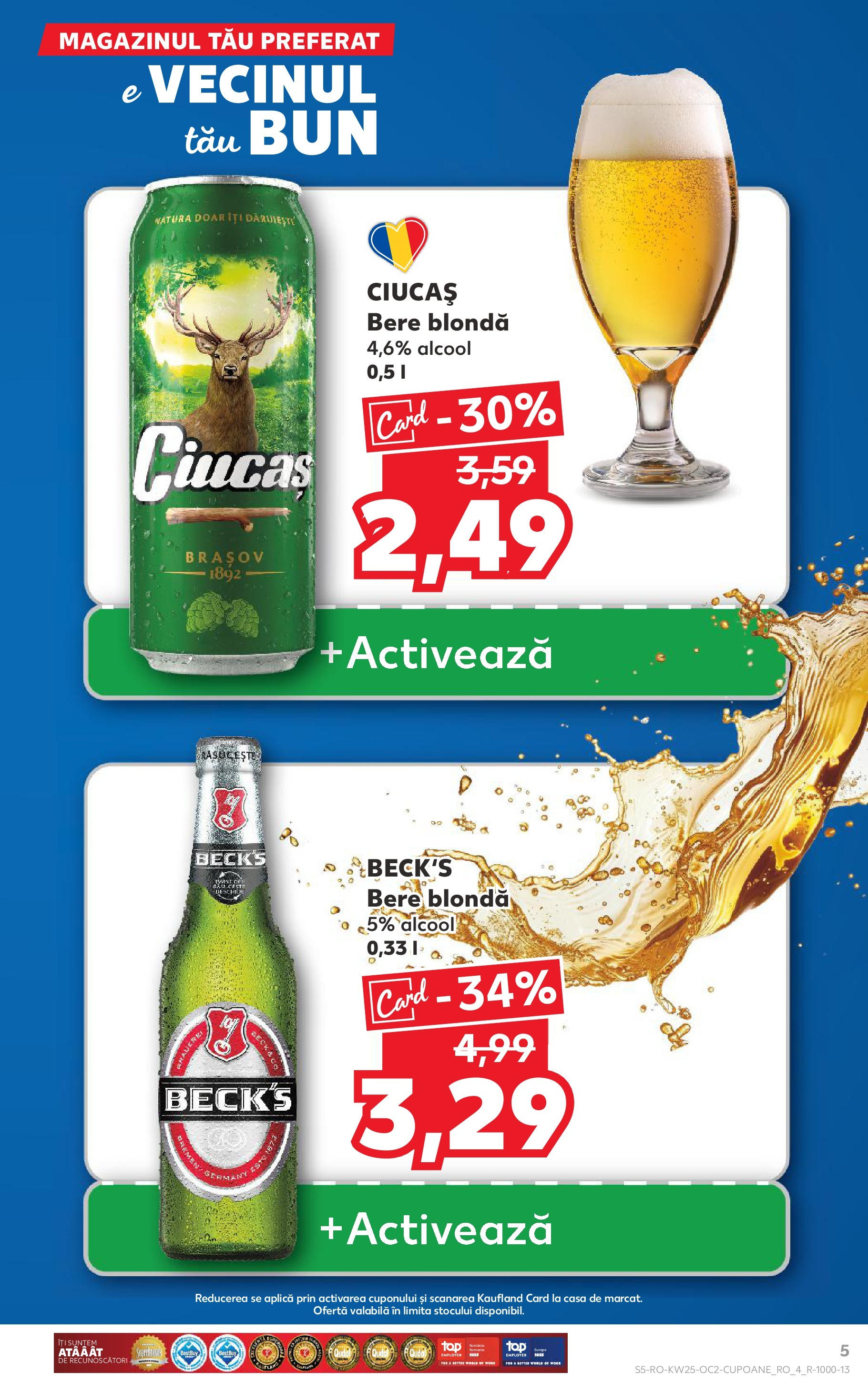 Catalog Kaufland - Bucureşti 18.06.2025 || Revista si Oferte | Pagină: 5 | Produse: Bere Catalog Kaufland - Bucureşti 18.06.2025 - Revista si Oferta | Pagină: 5 | Produse: Bere