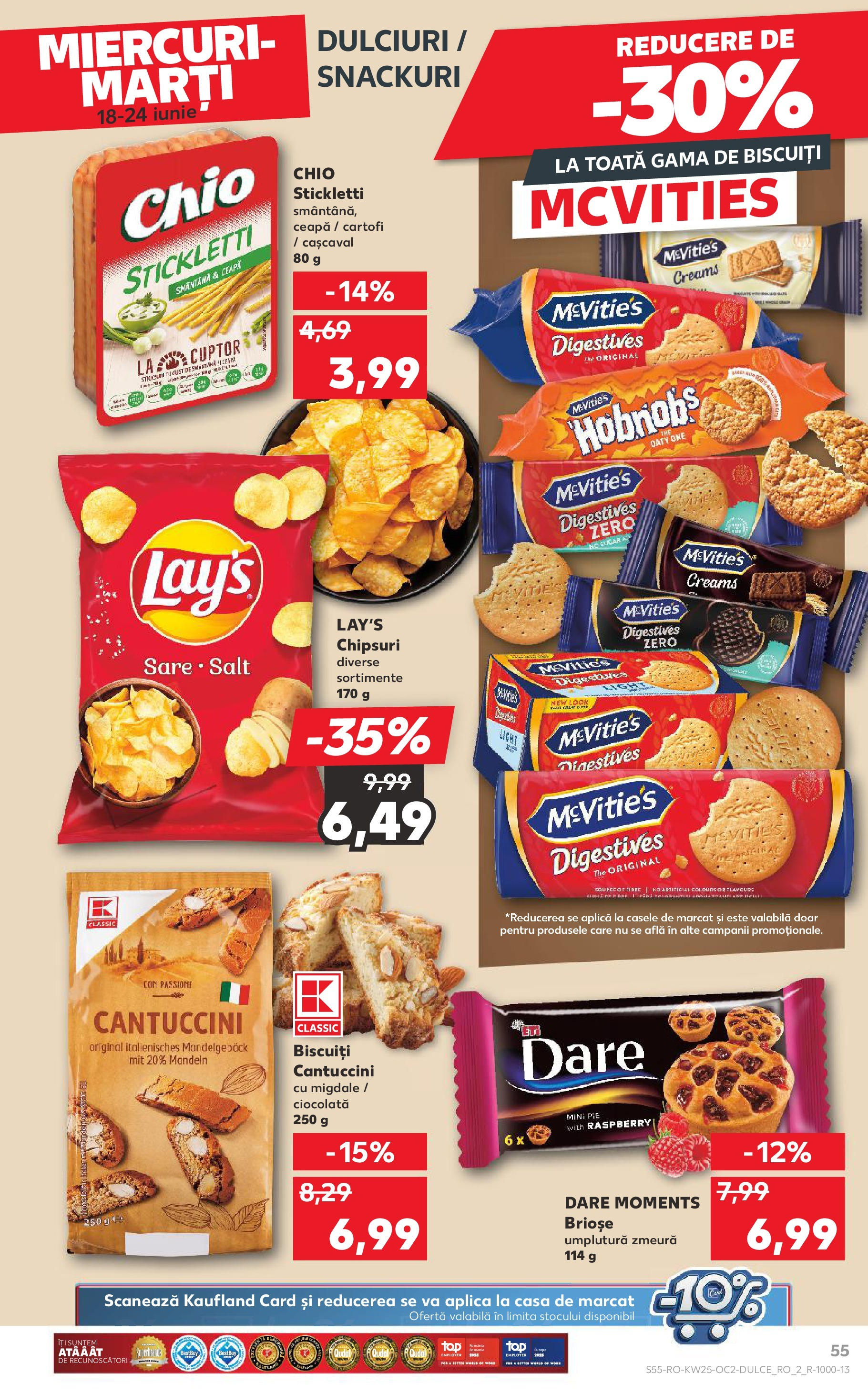 Catalog Kaufland - Bucureşti 18.06.2025 || Revista si Oferte | Pagină: 55 | Produse: Chipsuri, Biscuiți, Cartofi, Sare Catalog Kaufland - Bucureşti 18.06.2025 - Revista si Oferta | Pagină: 55 | Produse: Chipsuri, Biscuiți, Cartofi, Sare