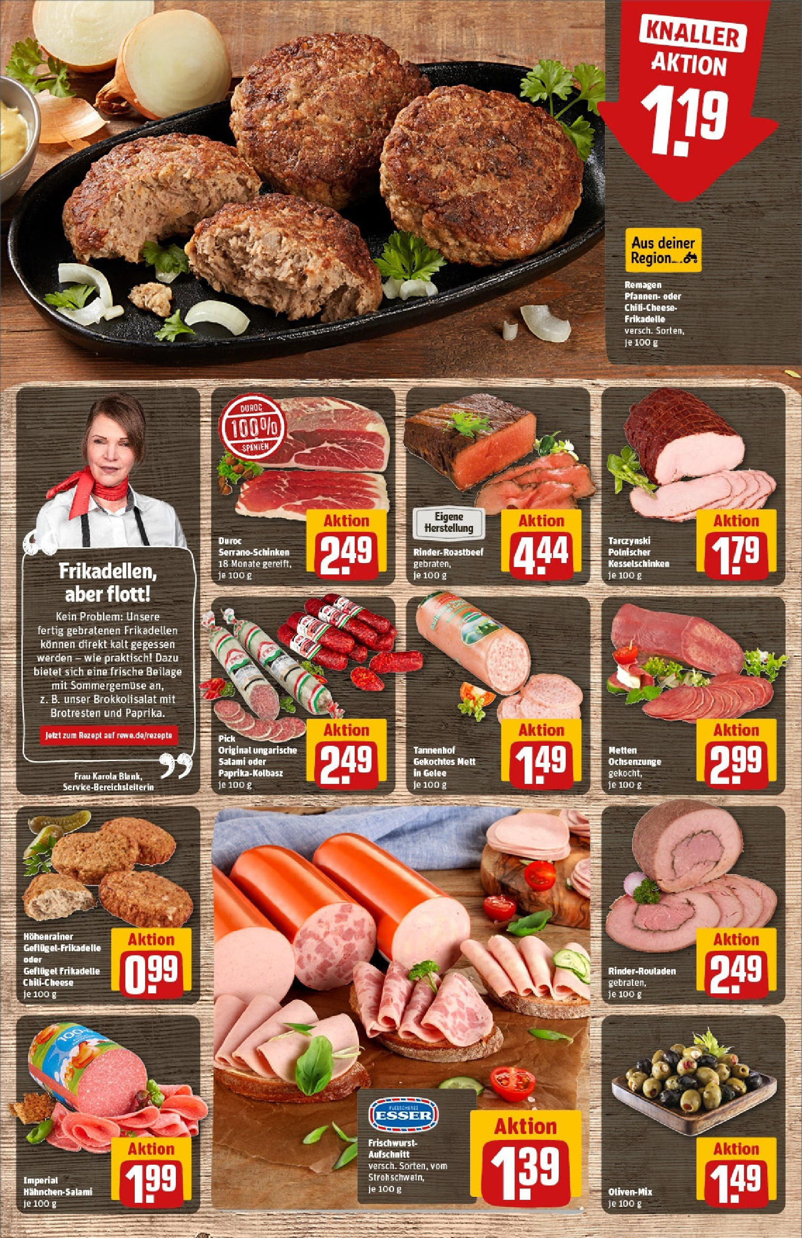 REWE Prospekt ab 15.06.2025 zum Blättern » Angebote | Seite: 10 | Produkte: Rinderrouladen, Salami