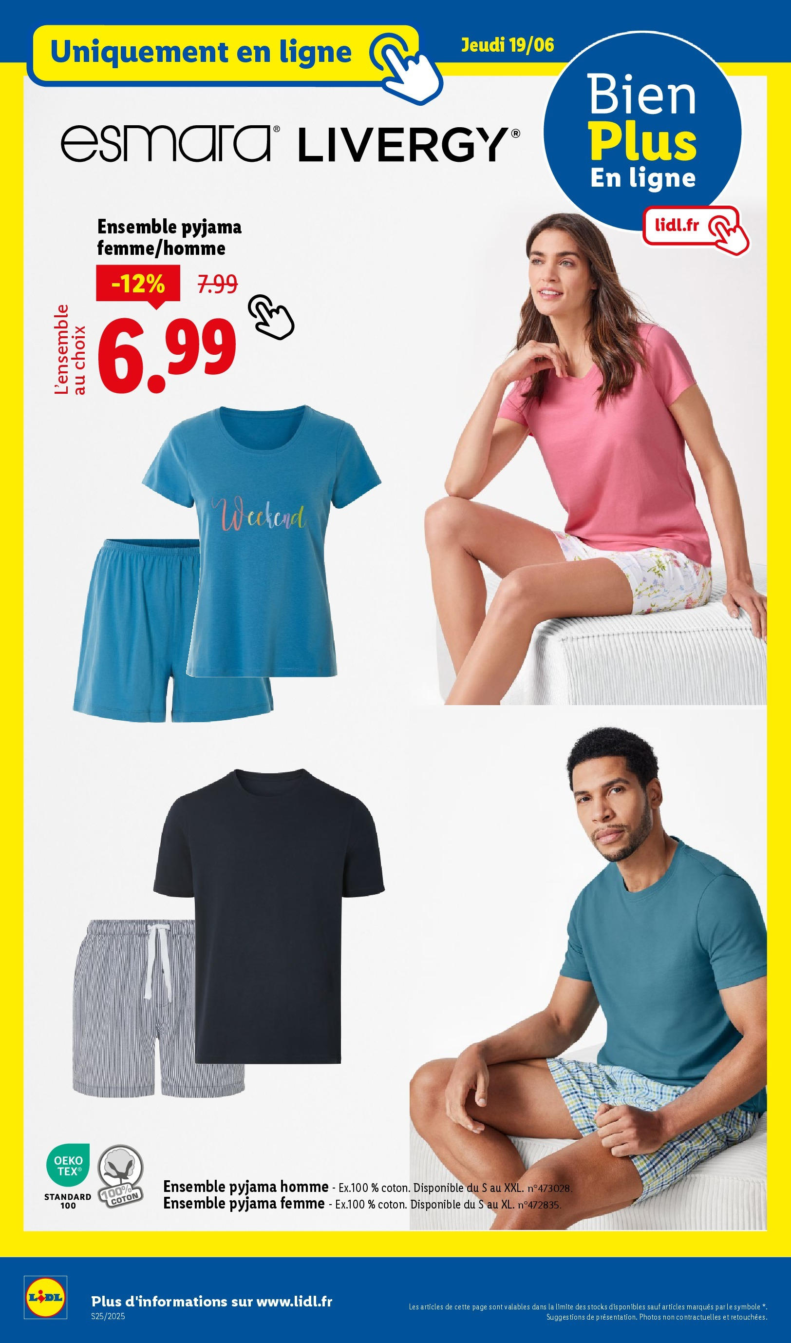 Catalogue LIDL du 18/06/2025 | Promo prospectus en ligne | Page: 46 | Produits: Coton, Pyjama femme, Pyjama Catalogue LIDL du 18/06/2025 | Promo prospectus en ligne | Page: 46 | Produits: Coton, Pyjama femme, Pyjama