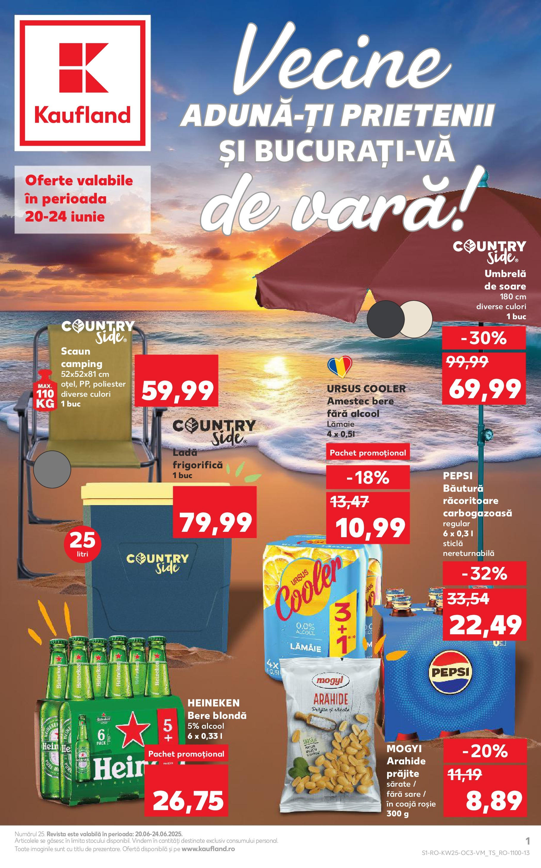 Catalog Kaufland - Bistriţa 20.06.2025 - Revista si Oferta | Pagină: 1 | Produse: Umbrelă, Scaun, Arahide, Bere