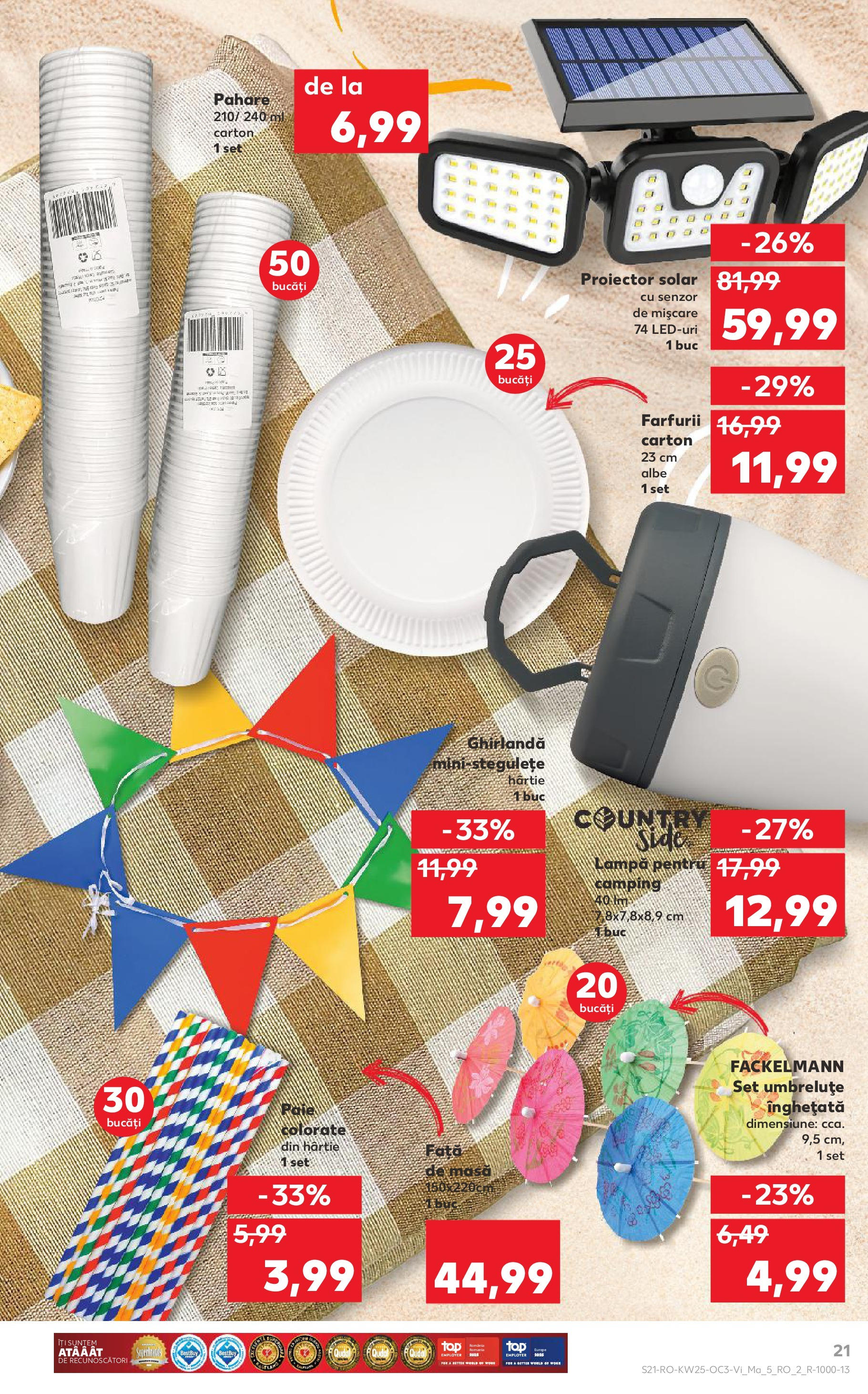 Catalog Kaufland - Bistriţa 20.06.2025 - Revista si Oferta | Pagină: 21 | Produse: T cetveli, Pahare, Lampă, Înghețată