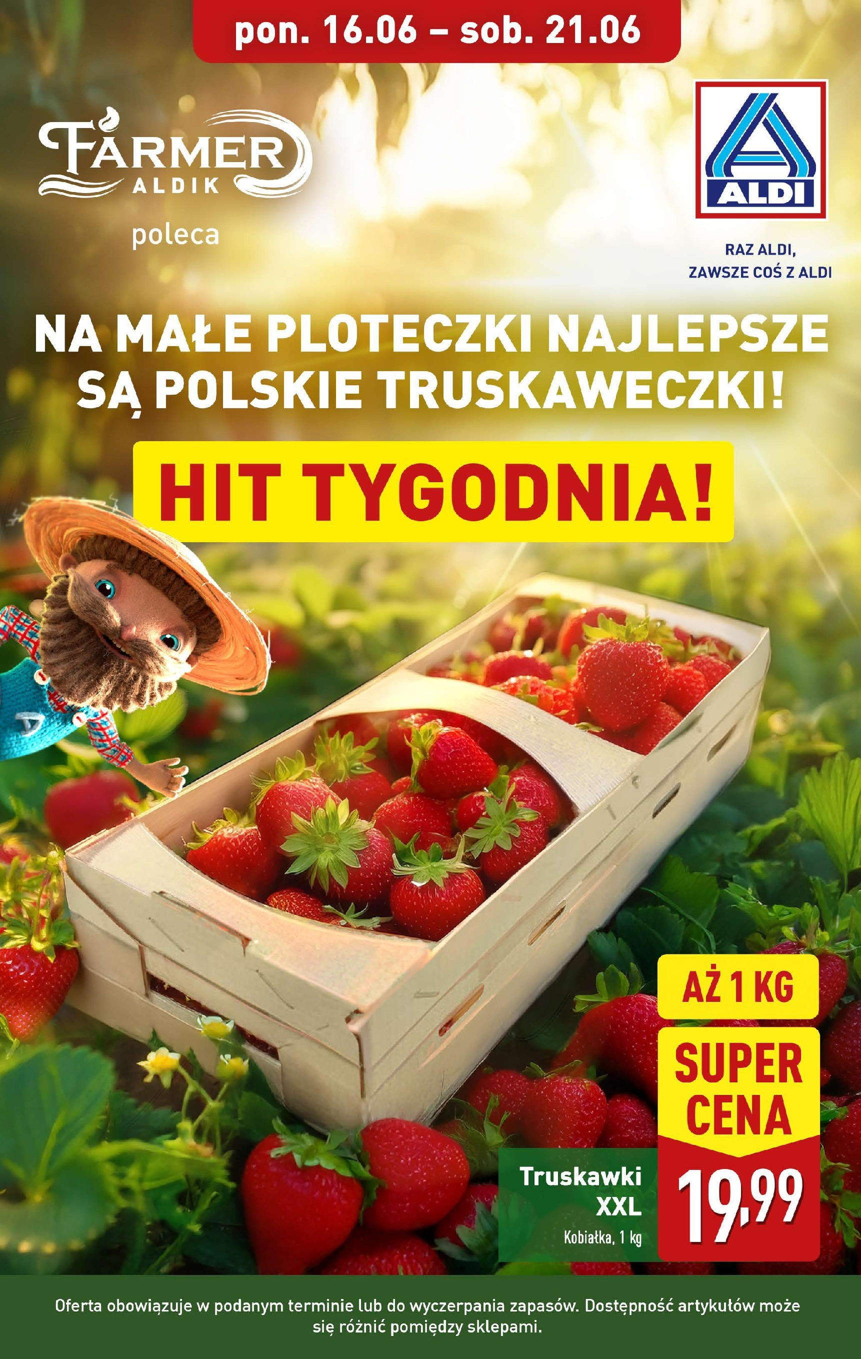 Aldi Promocja truskawki od 16.06.2025 - Nowa Gazetka - Numer strony 1