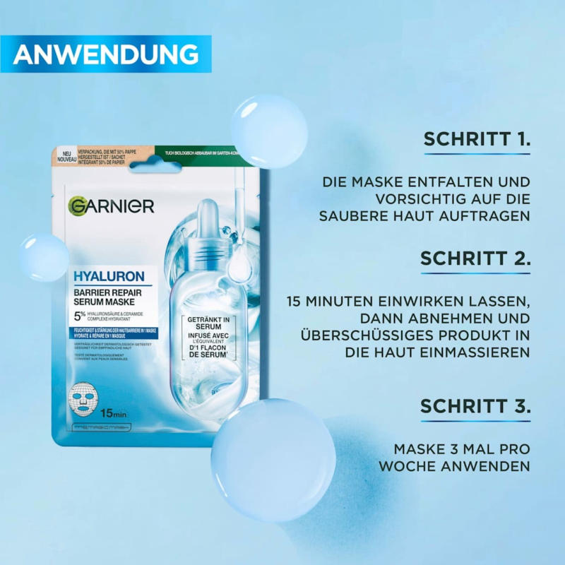 Garnier Skin Active Tuchmaske Serum Hyaluron Barrier Repair