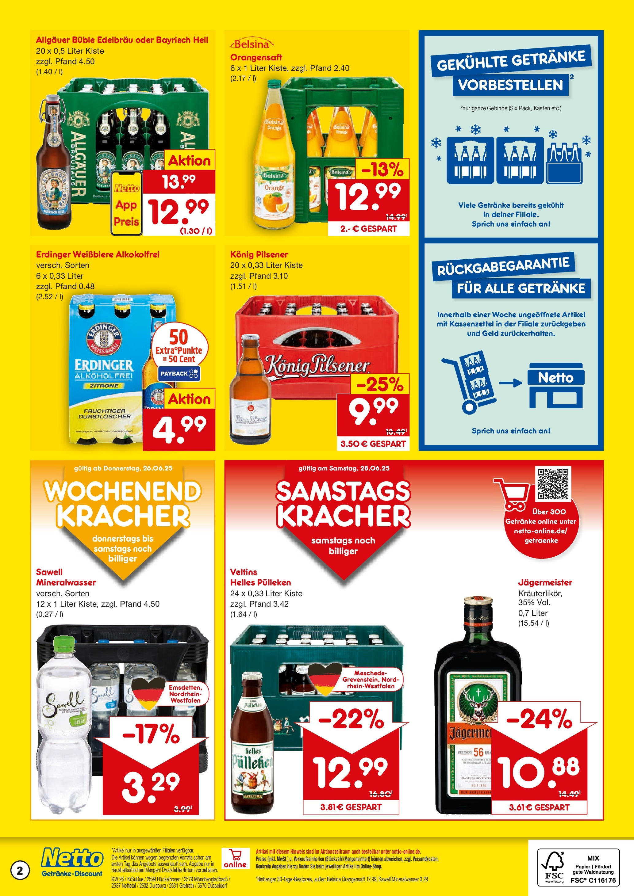 Netto Marken-Discount prospekt Düsseldorf	 (ab 22.06.2025) » Angebote | Seite: 2 | Produkte: Helles pulleken, Konig pilsener, Erdinger, Zitrone