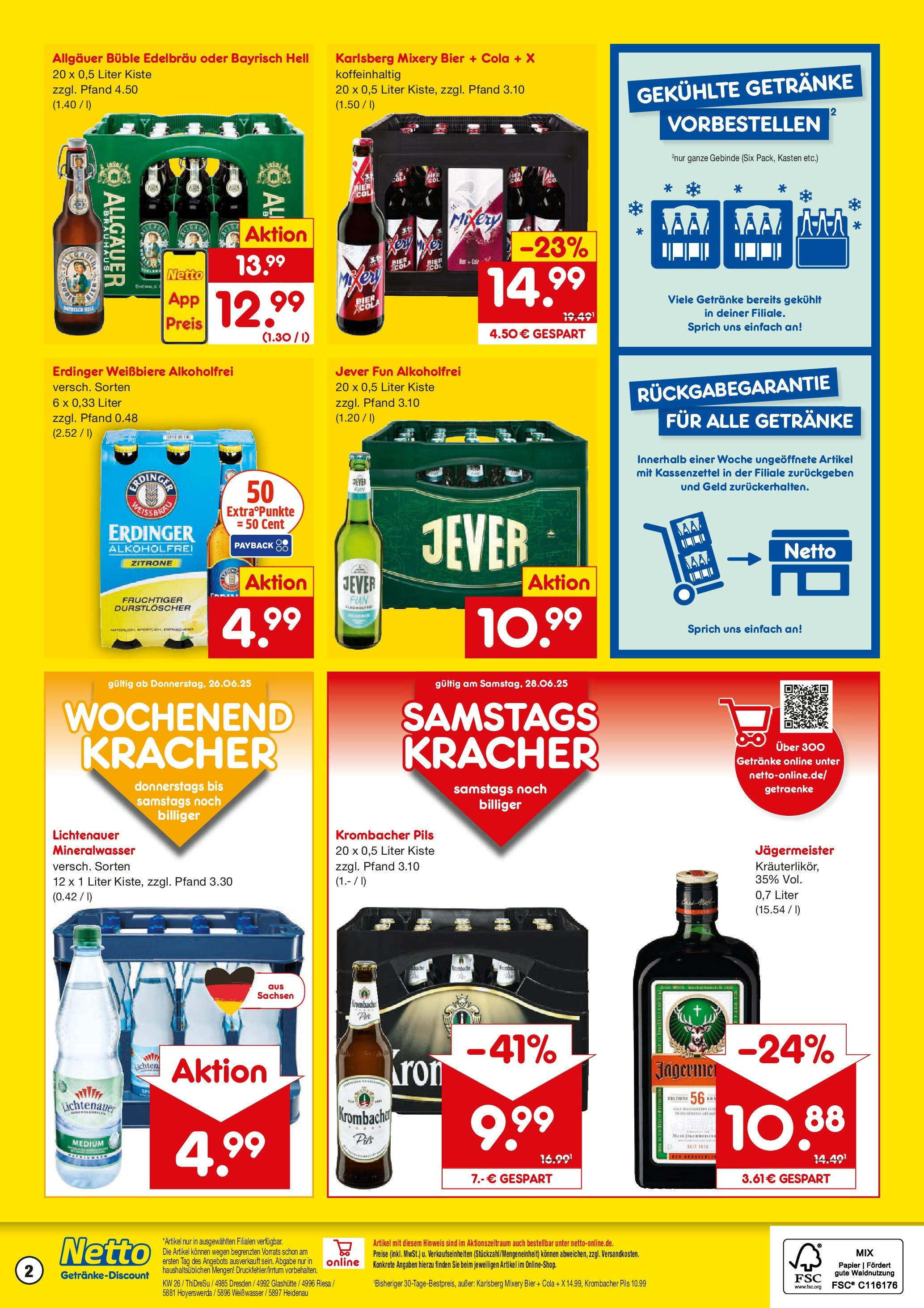Netto Marken-Discount prospekt Heidenau	 (ab 22.06.2025) » Angebote | Seite: 2 | Produkte: Durstloscher, Cola, Jägermeister, Mixery
