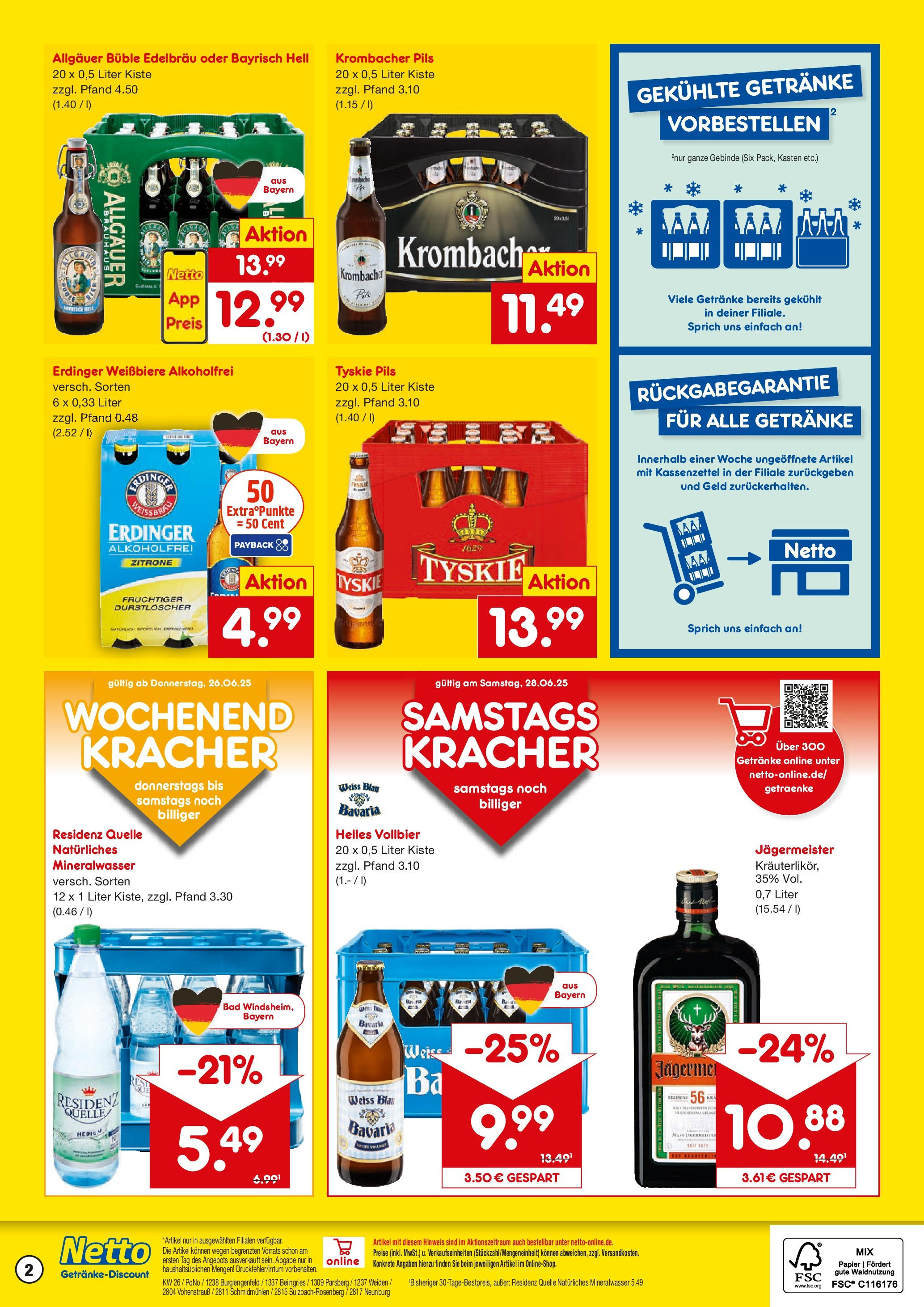 Netto Marken-Discount prospekt Sulzbach-Rosenberg	 (ab 22.06.2025) » Angebote | Seite: 2 | Produkte: Bad, Pils, Mineralwasser, Krombacher