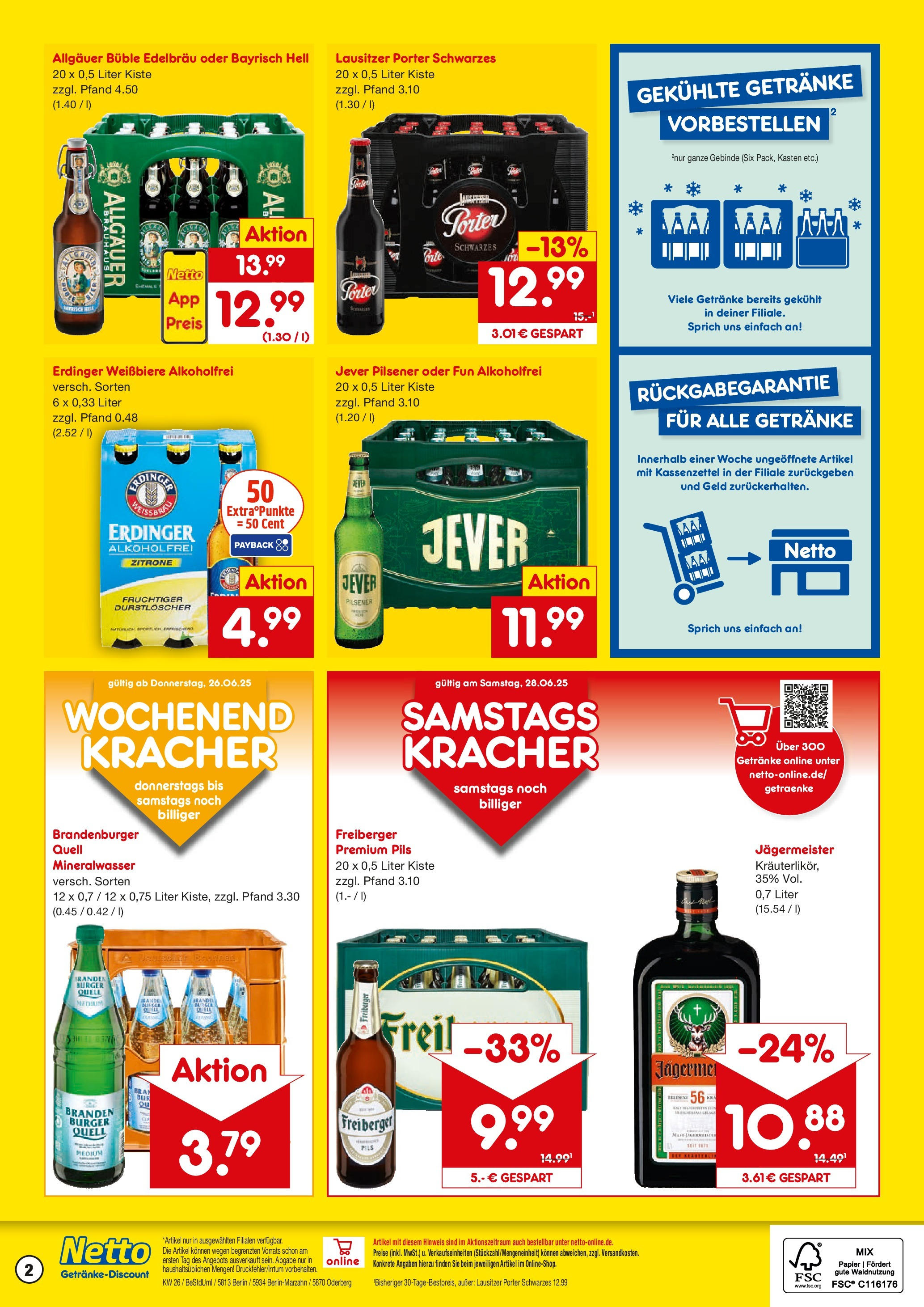 Netto Marken-Discount prospekt Berlin	 (ab 22.06.2025) » Angebote | Seite: 2 | Produkte: Durstloscher, Erdinger, Zitrone, Jever