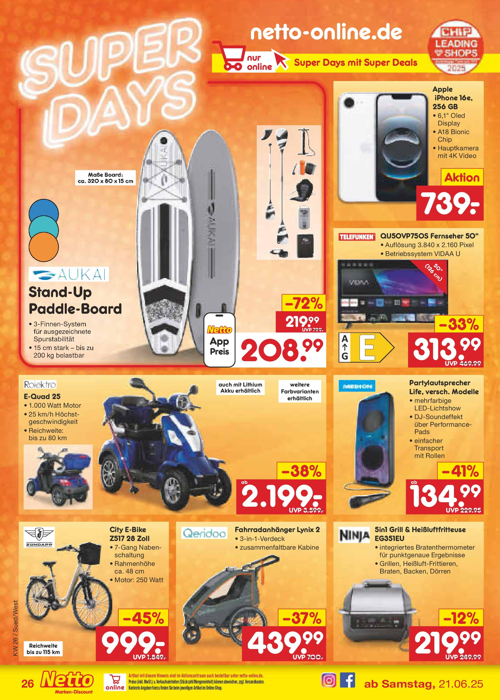 Netto Marken-Discount prospekt Ergolding (ab 22.06.2025) » Angebote | Seite: 36 | Produkte: Grill, E-Bike, Iphone, Video Netto Marken-Discount prospekt Ergolding (ab 22.06.2025) » Angebote | Seite: 36 | Produkte: Grill, E-Bike, Iphone, Video
