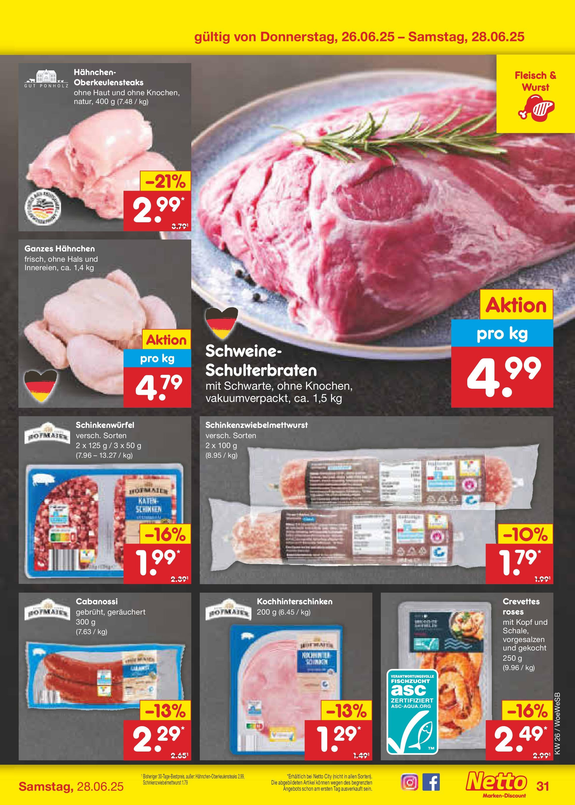 Netto Marken-Discount prospekt Katzweiler (ab 22.06.2025) » Angebote | Seite: 45 | Produkte: Hahnchen, Wurst, Steak, Fleisch Netto Marken-Discount prospekt Katzweiler (ab 22.06.2025) » Angebote | Seite: 45 | Produkte: Hahnchen, Wurst, Steak, Fleisch
