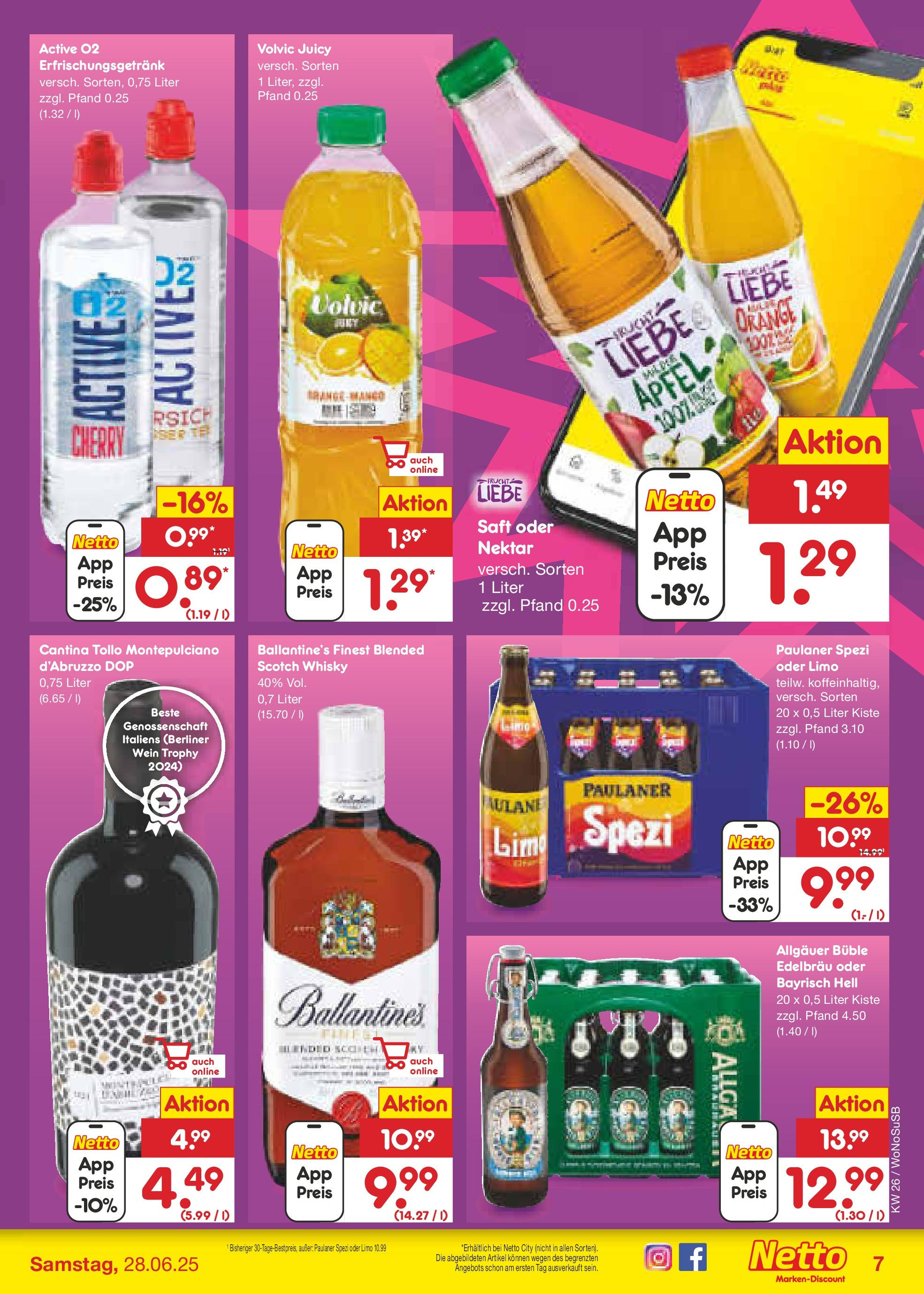 Netto Marken-Discount prospekt Lahnau (ab 22.06.2025) » Angebote | Seite: 7 | Produkte: Paulaner spezi, Äpfel, Volvic, Paulaner Netto Marken-Discount prospekt Lahnau (ab 22.06.2025) » Angebote | Seite: 7 | Produkte: Paulaner spezi, Äpfel, Volvic, Paulaner